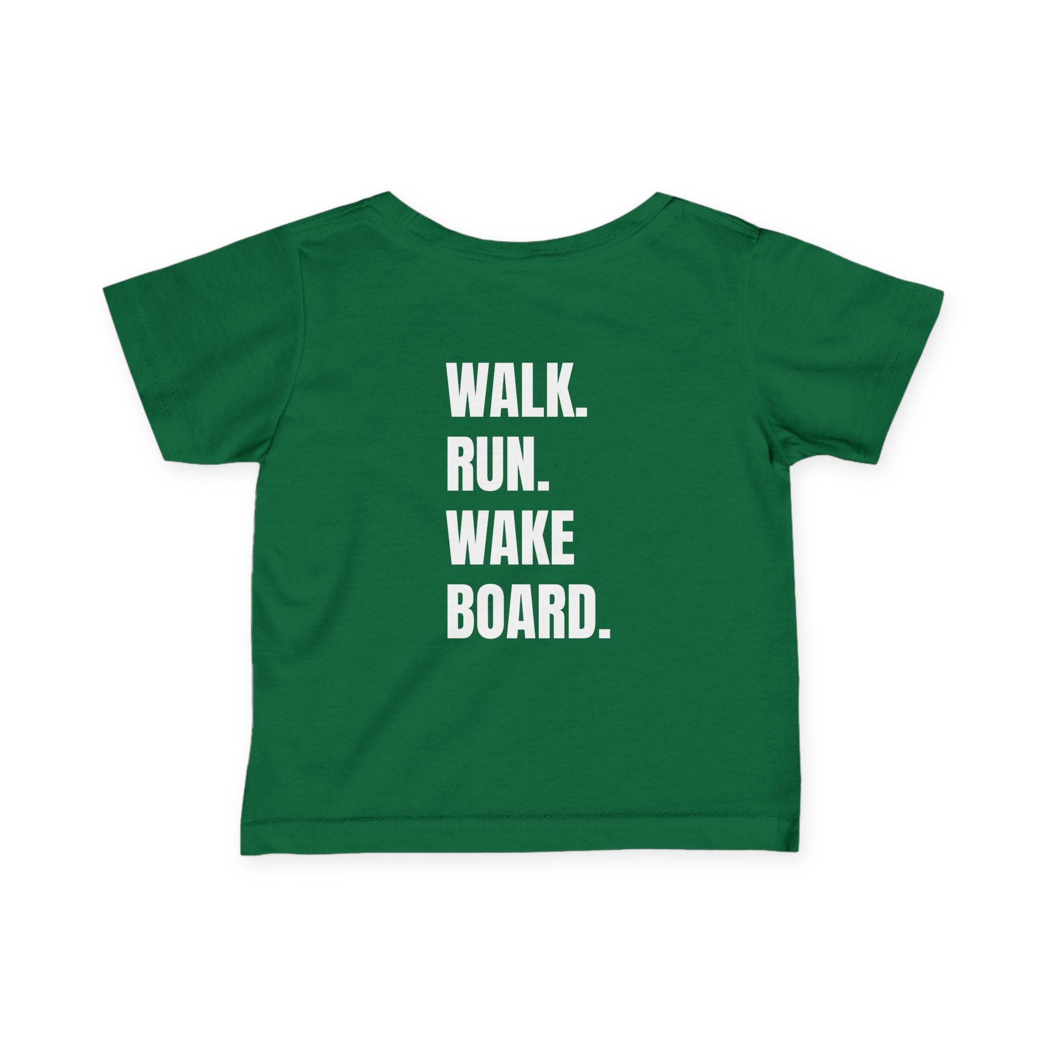 Littles- "Walk. Run. Wakeboard." Motivational Tee in White Writing, Cute Toddler Shirt, Baby Workout Top, Gift for New Parents, Sports-Inspired Baby Apparel