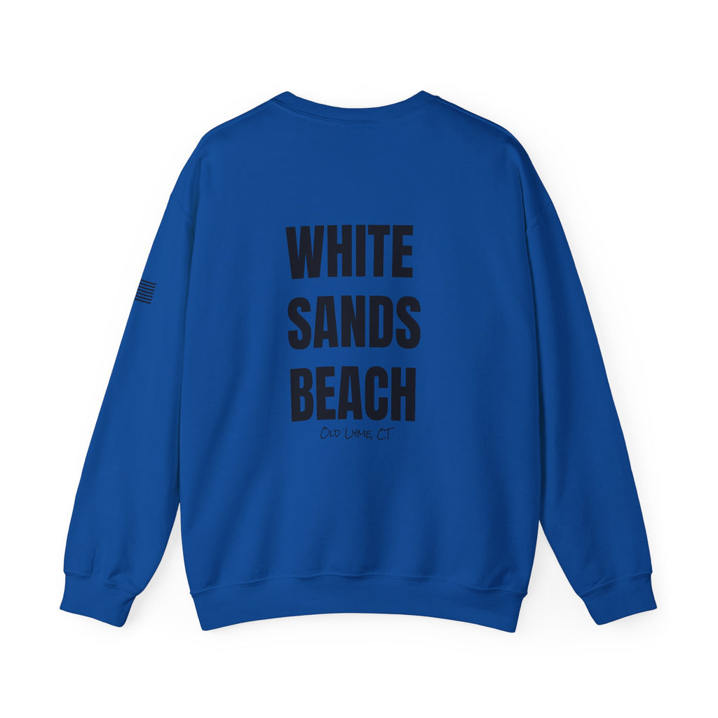 Adult- "Salty AF..." (Front) "White Sands Beach -Old Lyme, CT" (Back) With Flag on Sleeve- Unisex Crewneck