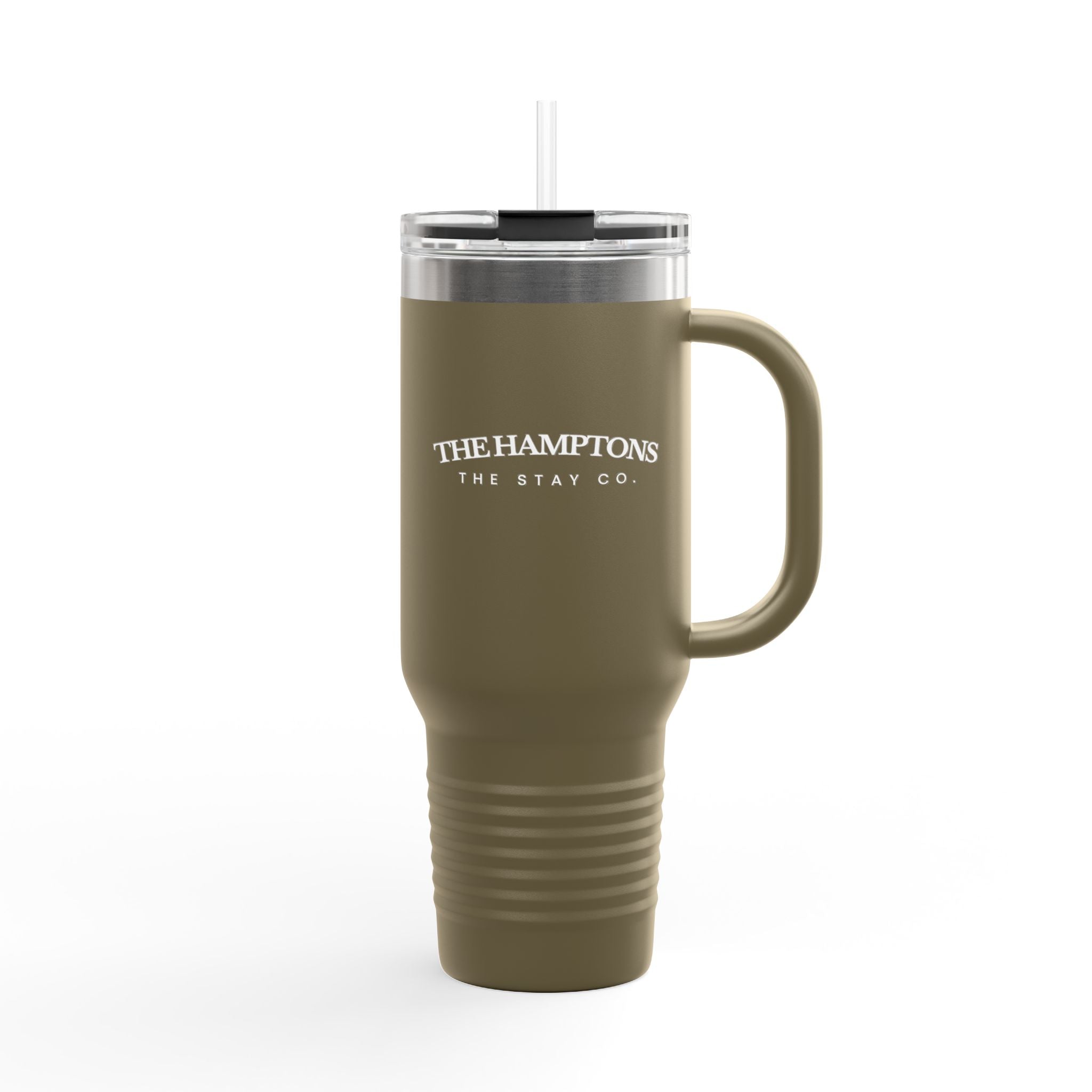 Travel Mug -40oz - "The Hamptons" In White Writing