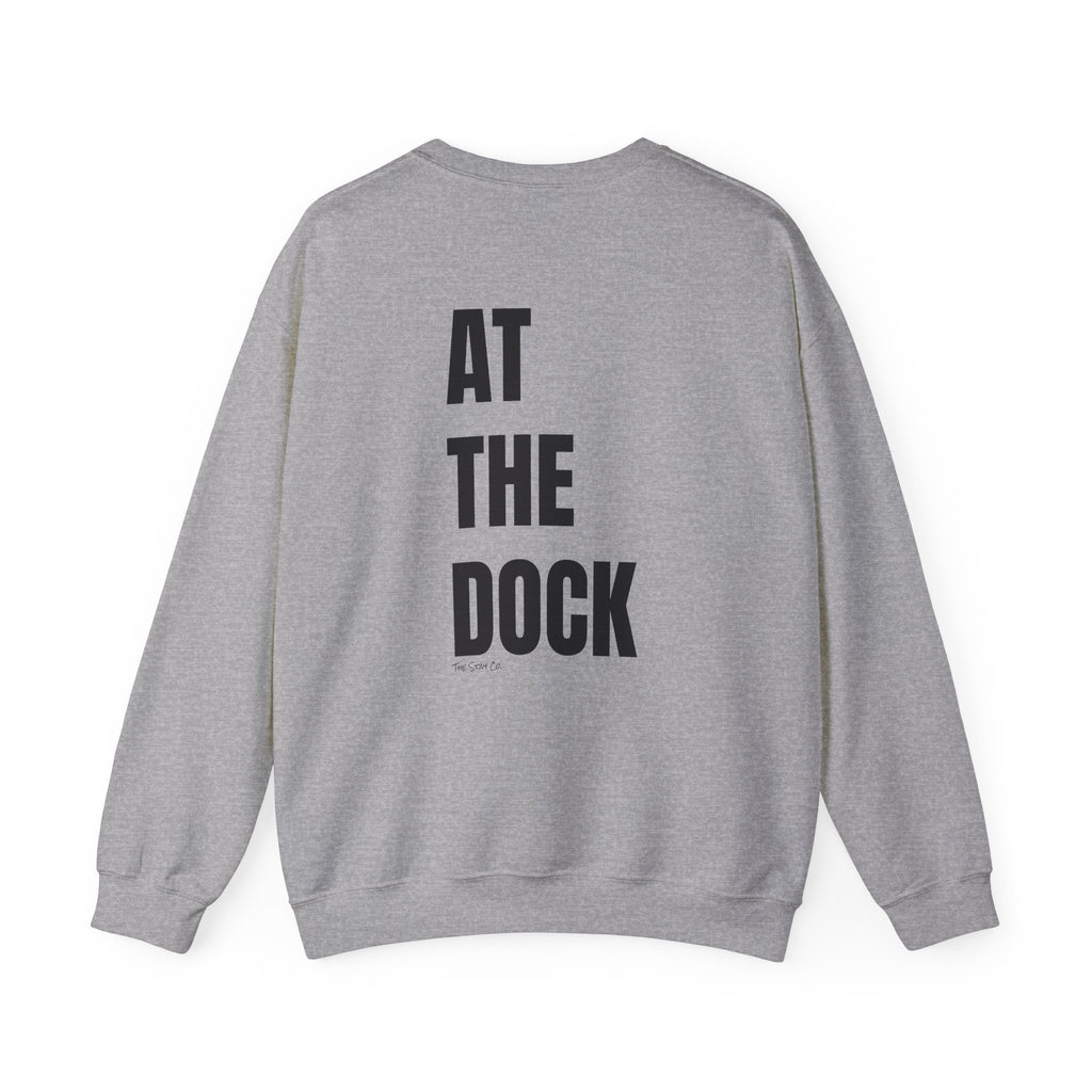Adult- "Catch me" (Front) - "At The Dock" (Back) -Black Writing -Unisex Crewneck Sweatshirt