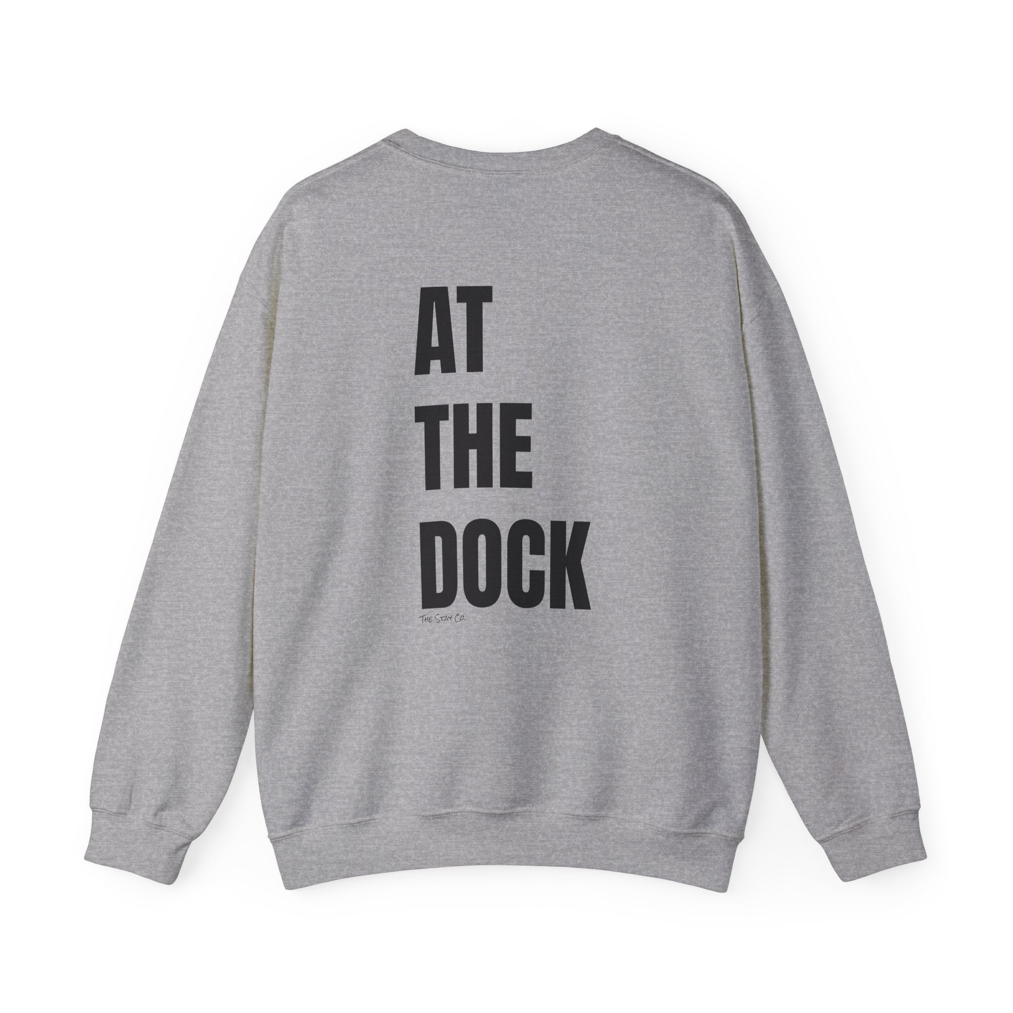 Adult- "Catch me" (Front) - "At The Dock" (Back) -Black Writing -Unisex Crewneck Sweatshirt