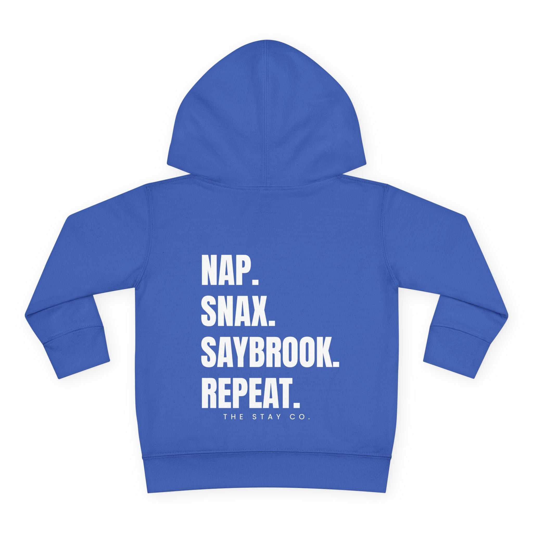 Toddler Hoodie- Saybrook Manor Association Logo on Front - "NAP. SNAX. SAYBROOK. REPEAT."
