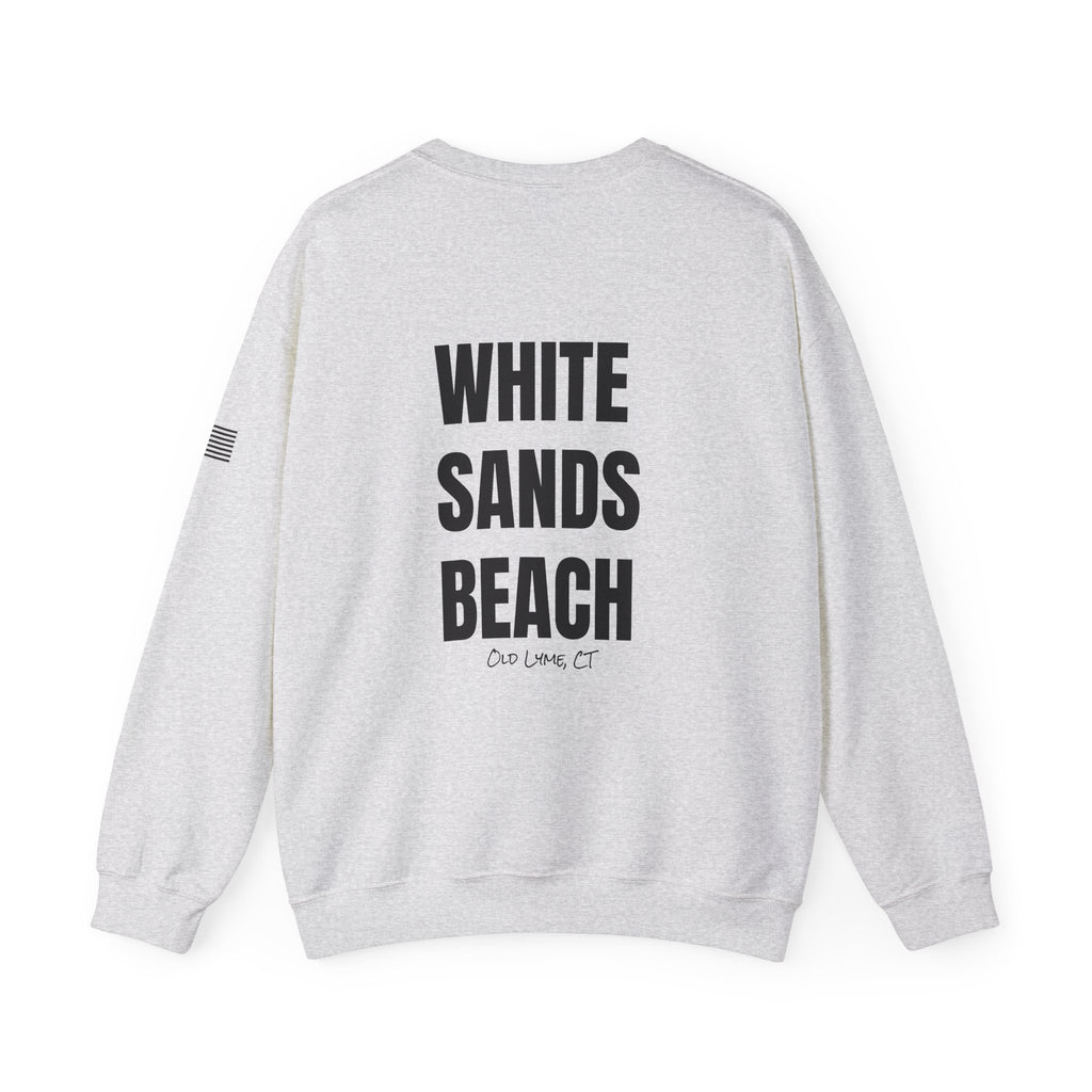 Adult- "Salty AF..." (Front) "White Sands Beach -Old Lyme, CT" (Back) With Flag on Sleeve- Unisex Crewneck