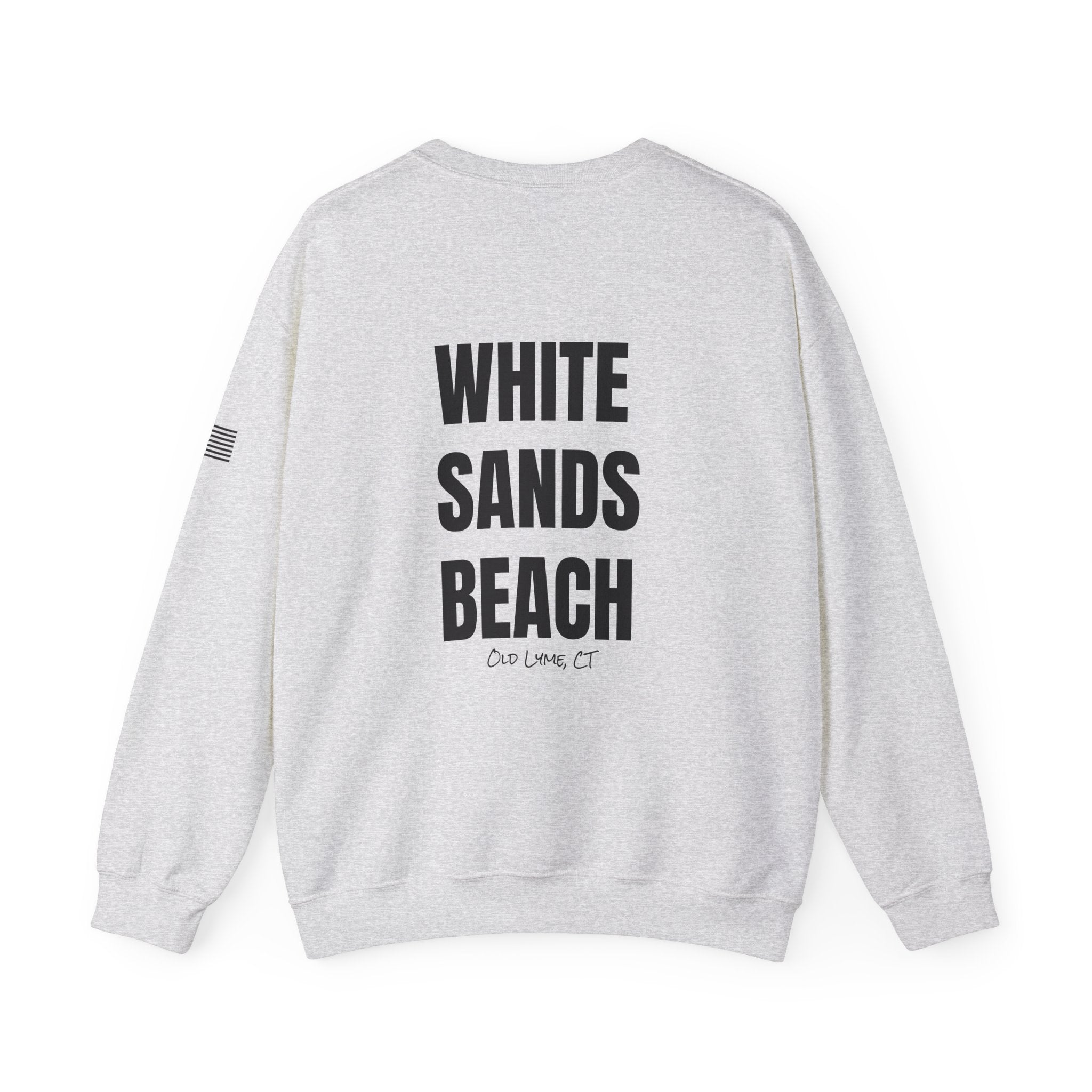 Adult- "Salty AF..." (Front) "White Sands Beach -Old Lyme, CT" (Back) With Flag on Sleeve- Unisex Crewneck