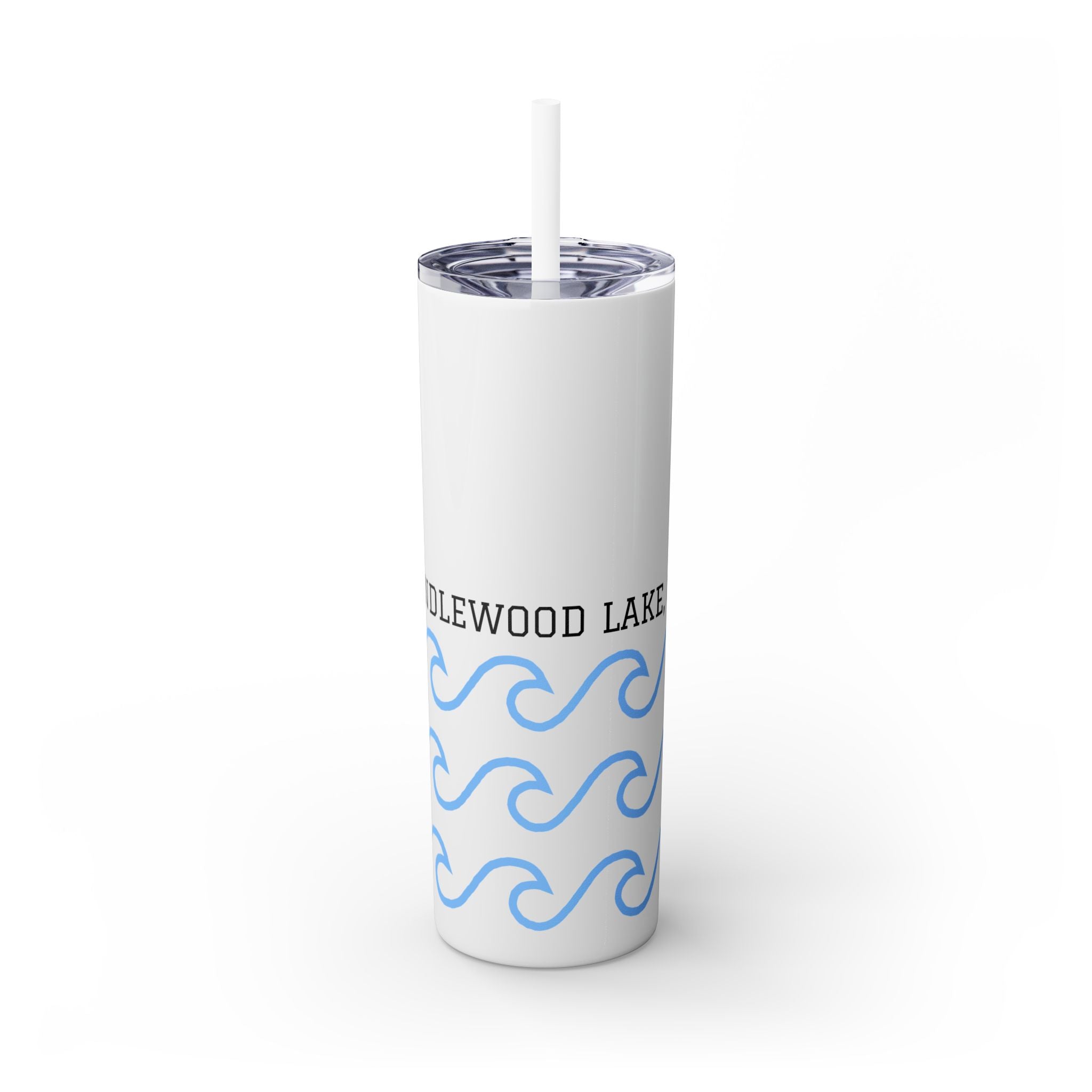 Personalized Skinny Tumbler with Straw - Coastal Waves Design, 20oz