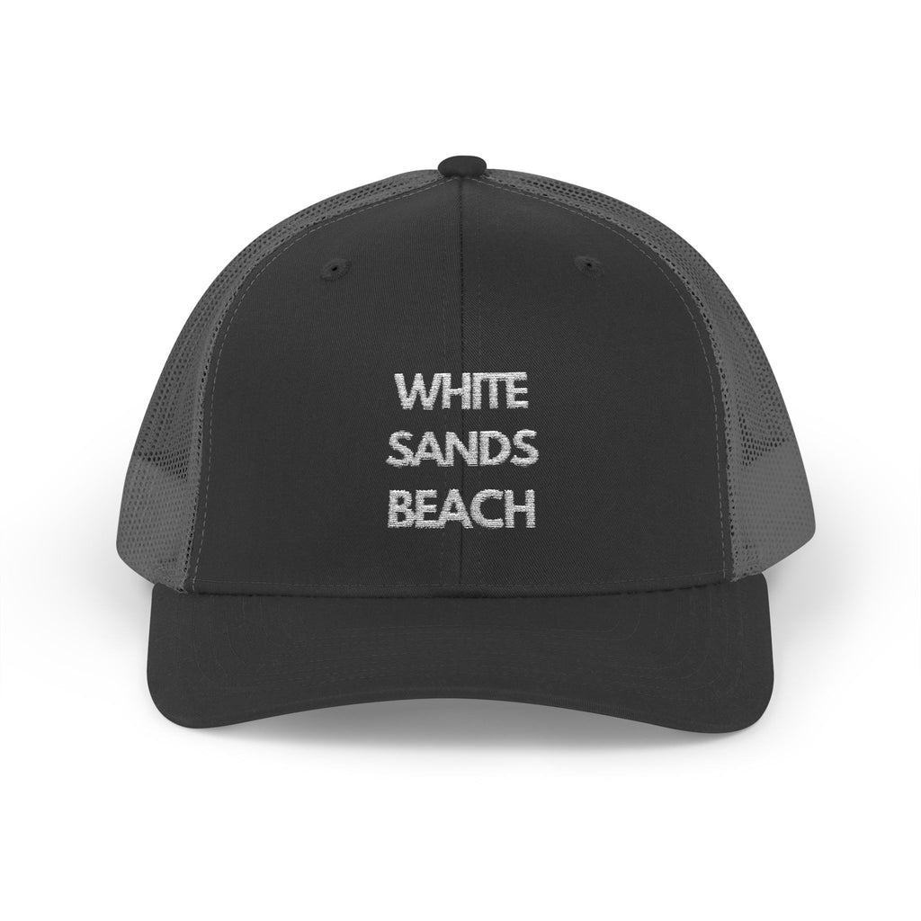 "White Sands Beach" - Snapback Trucker Cap - Perfect for Summer, Vacation, or Outdoor Events, Casual Style, Unisex Accessories, Gift Idea