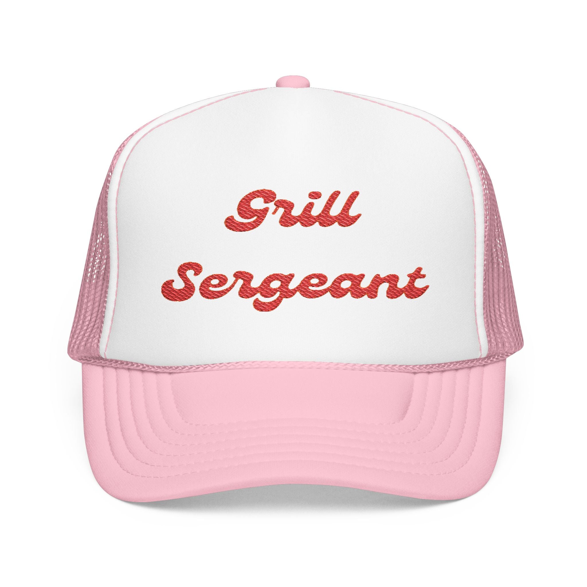 Grill Sergeant-Foam Trucker Hat, Embroidered Cap, BBQ Hat, Perfect Gift for Grilling Enthusiasts, Summer BBQ Accessory, Fun Party Hat