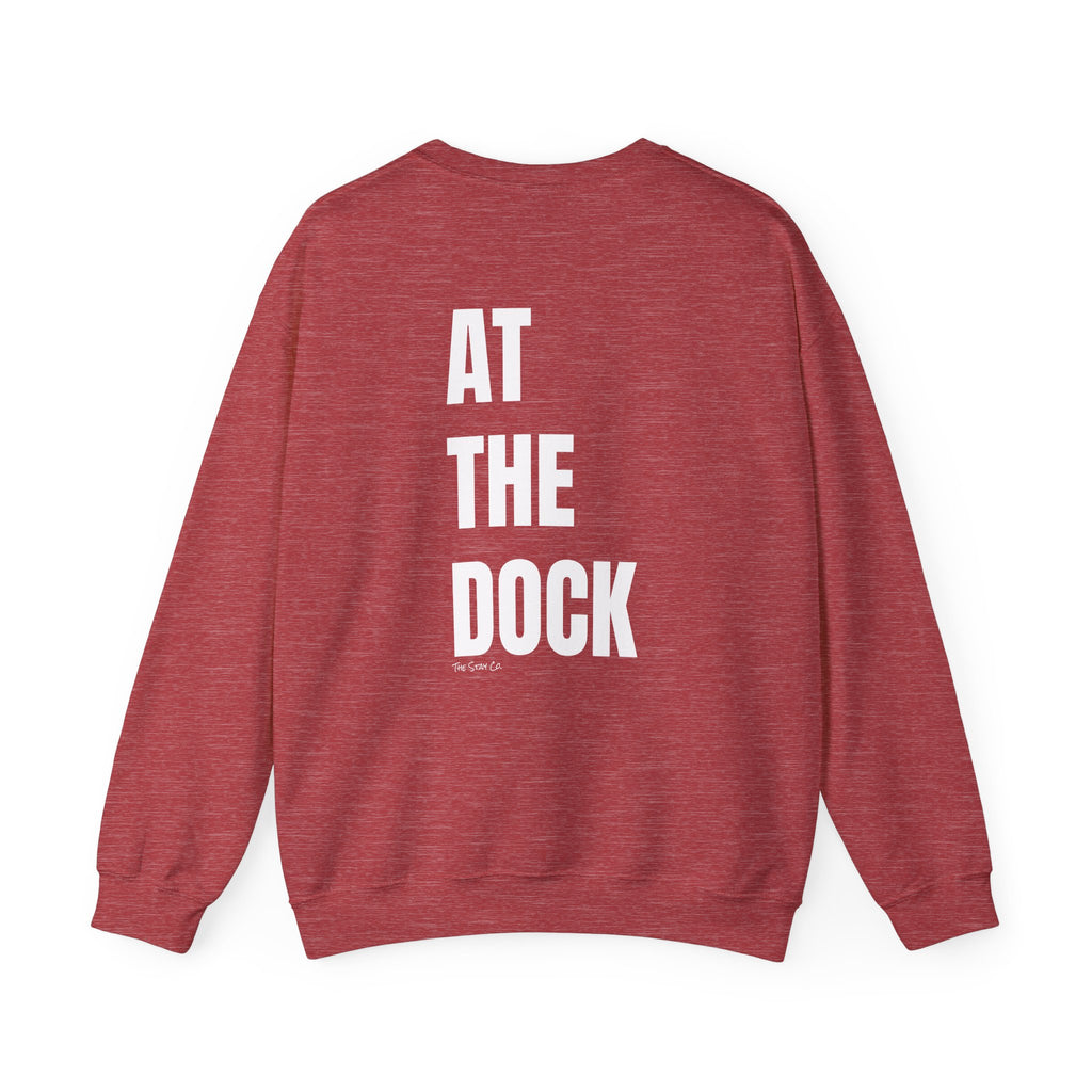 Adult- "Catch me" (Front) - "At The Dock" (Back) -White Writing -Unisex Crewneck Sweatshirt