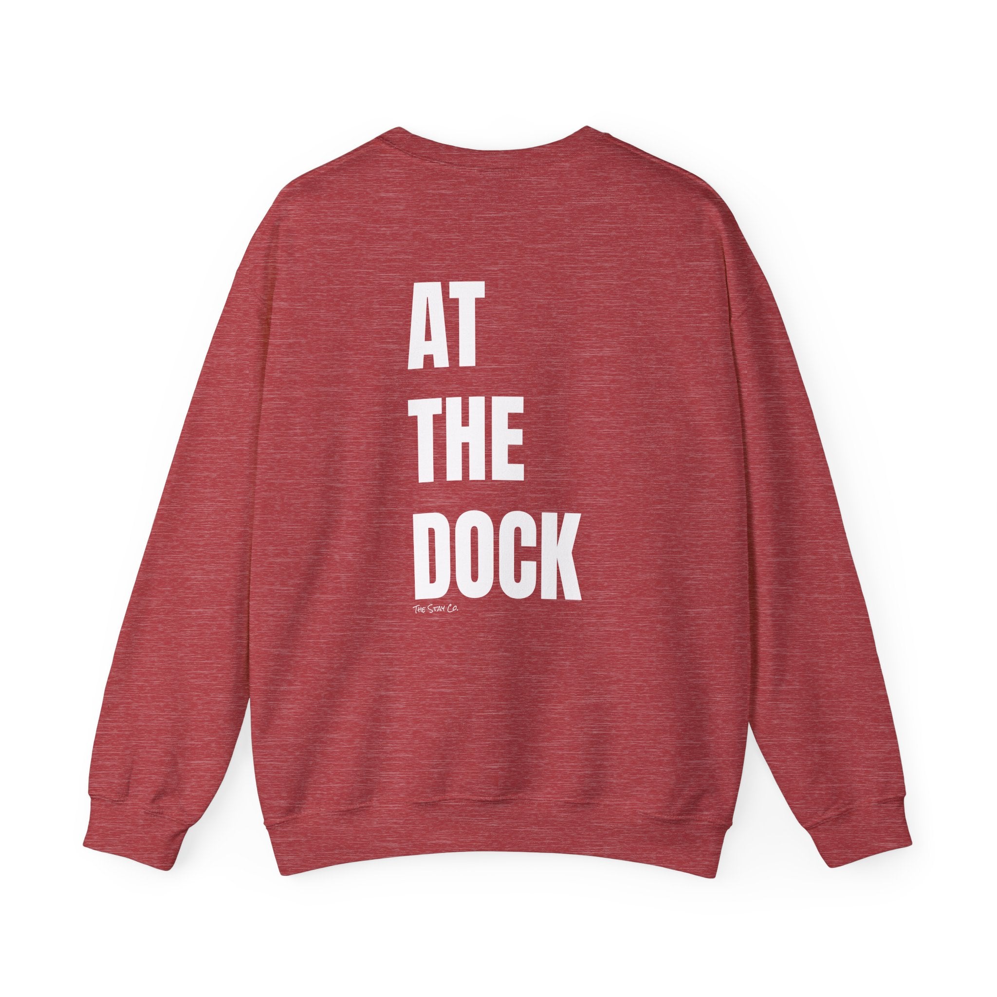 Adult- "Catch me" (Front) - "At The Dock" (Back) -White Writing -Unisex Crewneck Sweatshirt