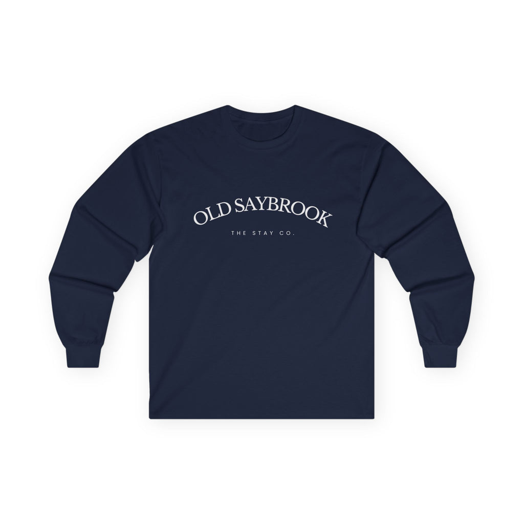 Old Saybrook Long Sleeve Tee With Light House on Back
