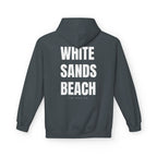 Adult- "Out Of Office" (Front) "White Sands Beach" (Back) - White Writing Hoodie