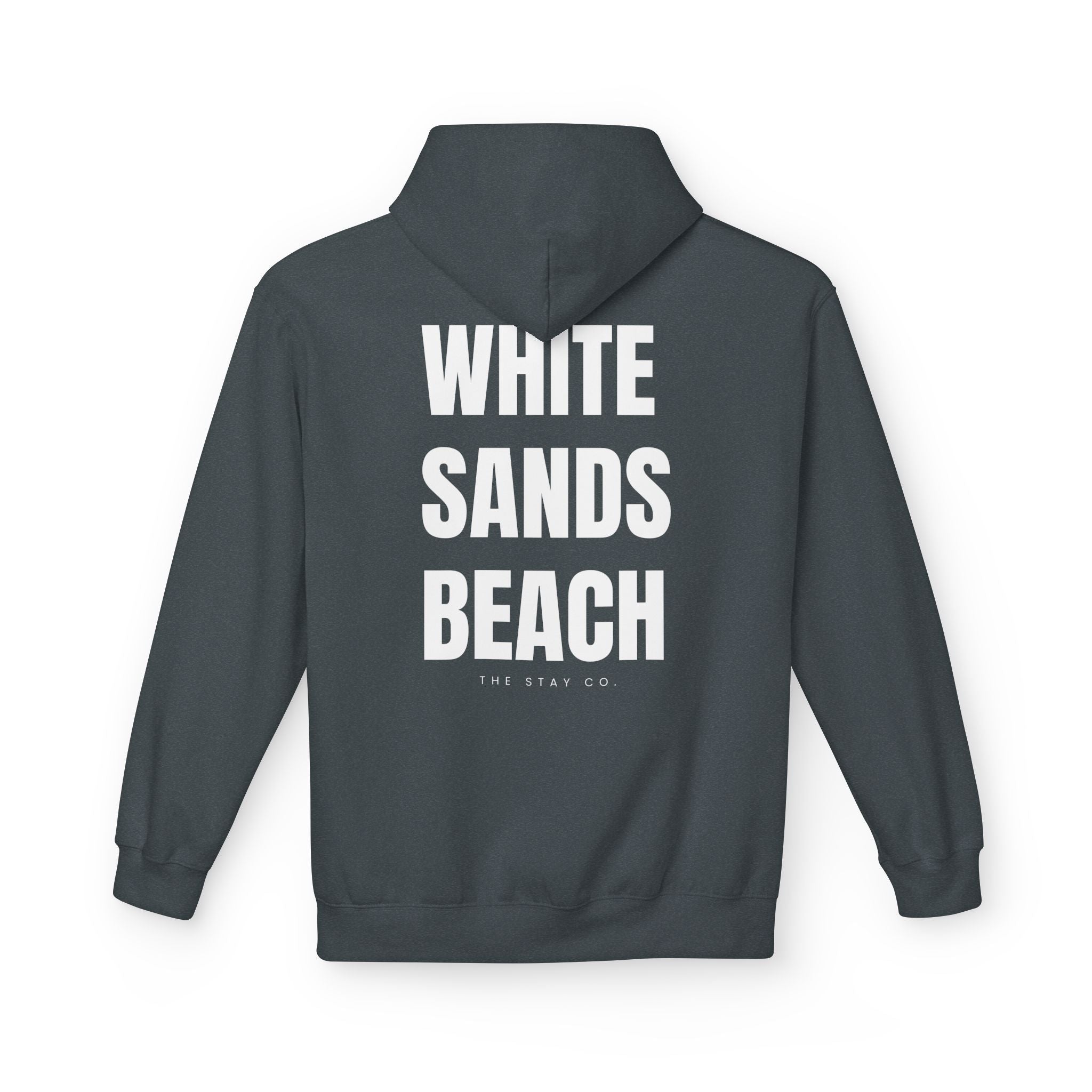 Adult- "Out Of Office" (Front) "White Sands Beach" (Back) - White Writing Hoodie
