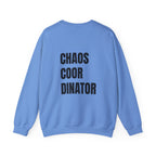 Adult- Teacher Crew Neck "Fueled by Caffeine" (Front) - "Chaos Coordinator"- (Back) Crewneck Sweatshirt, Cozy Fall Apparel, Unisex Gift, Casual Style, September Vibes, Seasonal Fashion