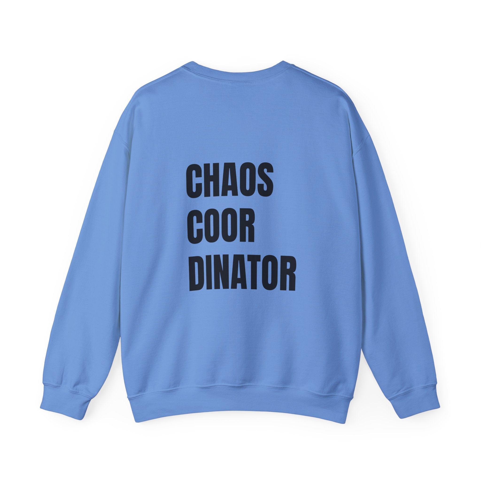 Adult- Teacher Crew Neck "Fueled by Caffeine" (Front) - "Chaos Coordinator"- (Back) Crewneck Sweatshirt, Cozy Fall Apparel, Unisex Gift, Casual Style, September Vibes, Seasonal Fashion