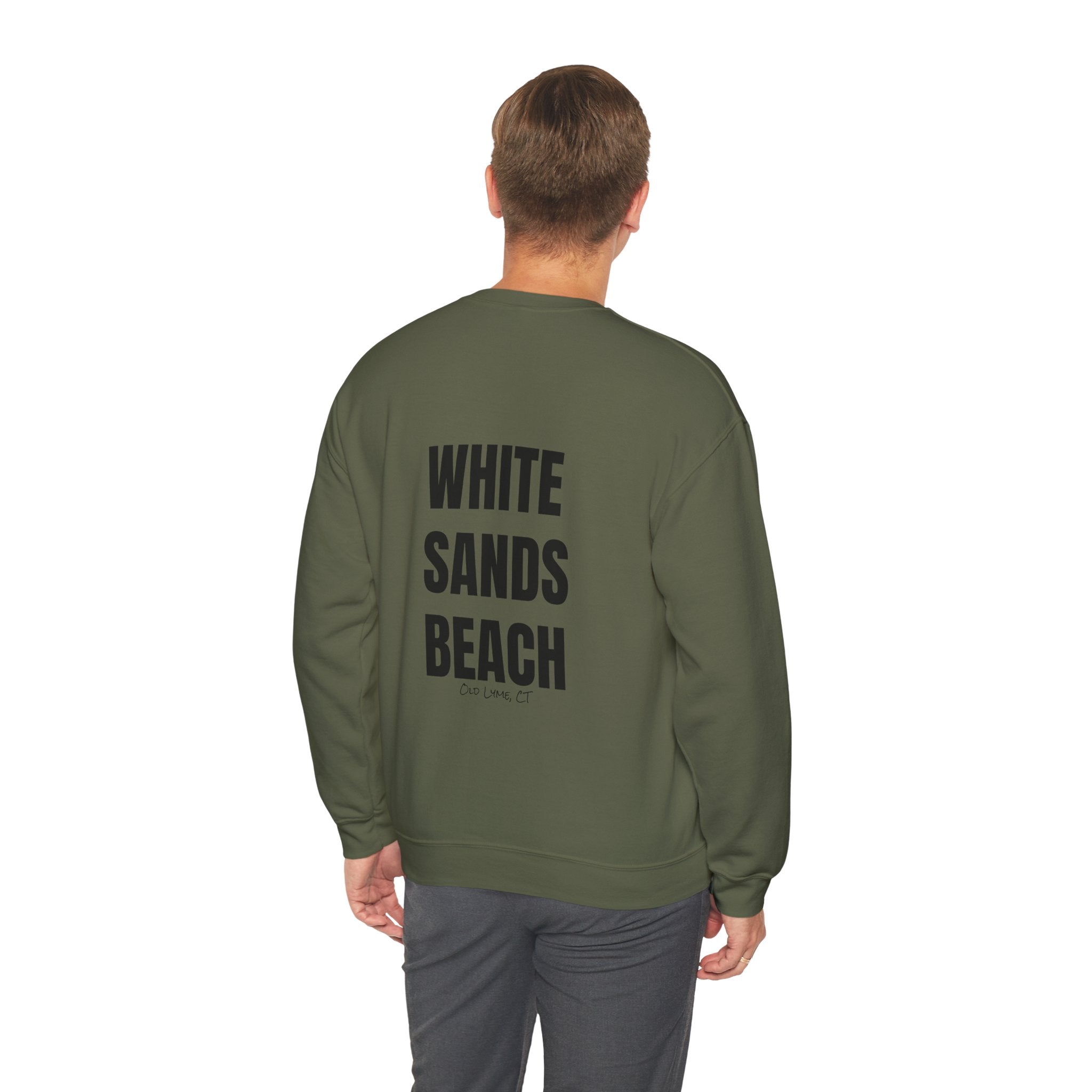 Adult- "'Catch me at"-(Front)- "White Sands Beach Old Lyme, CT"- (Back)- (No Flag) Custom Sweatshirt for location