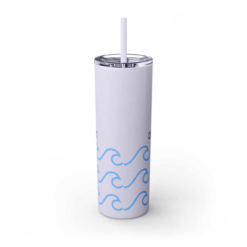 Personalized Skinny Tumbler with Straw - Coastal Waves Design, 20oz