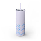 Personalized Skinny Tumbler with Straw - Coastal Waves Design, 20oz