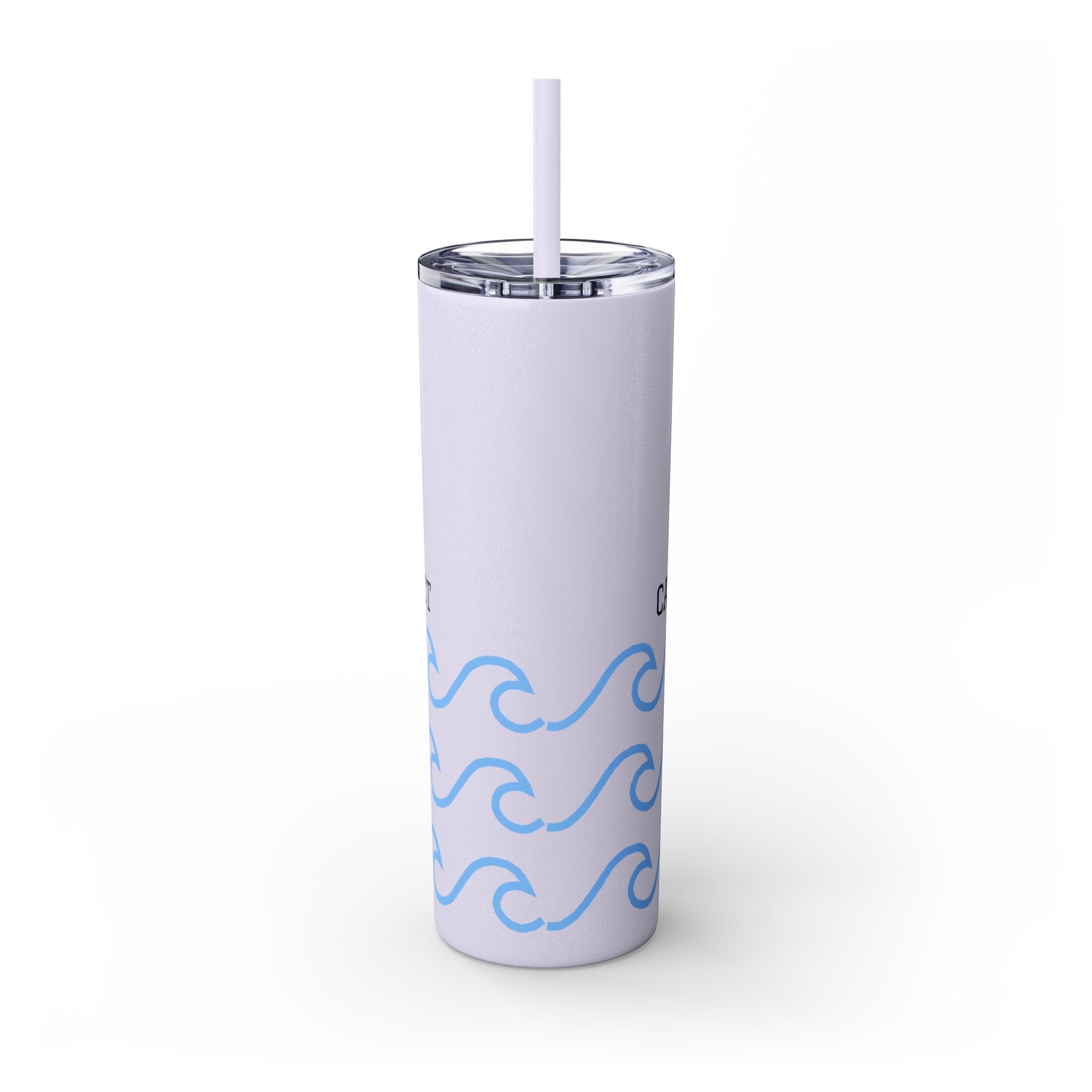 Personalized Skinny Tumbler with Straw - Coastal Waves Design, 20oz
