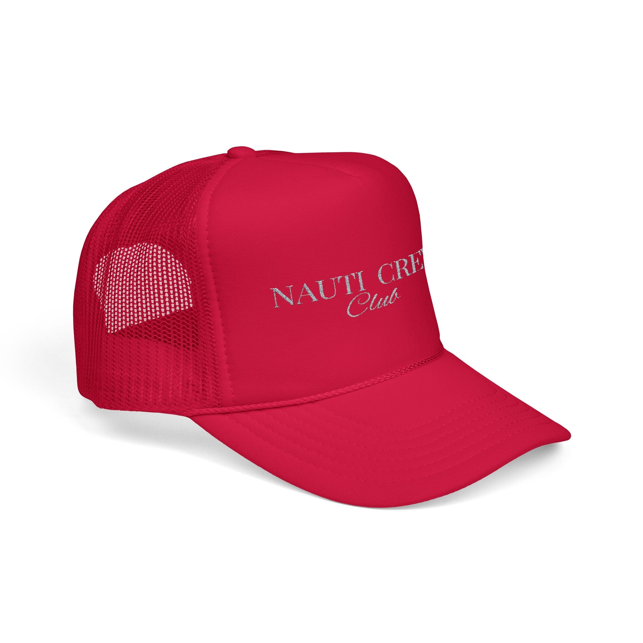 Matching "Nauti Crew club"- Embroidered Foam Trucker Hat, Nautical Gift, Summer Style Cap, Beach Party Accessory, Fishing Hat