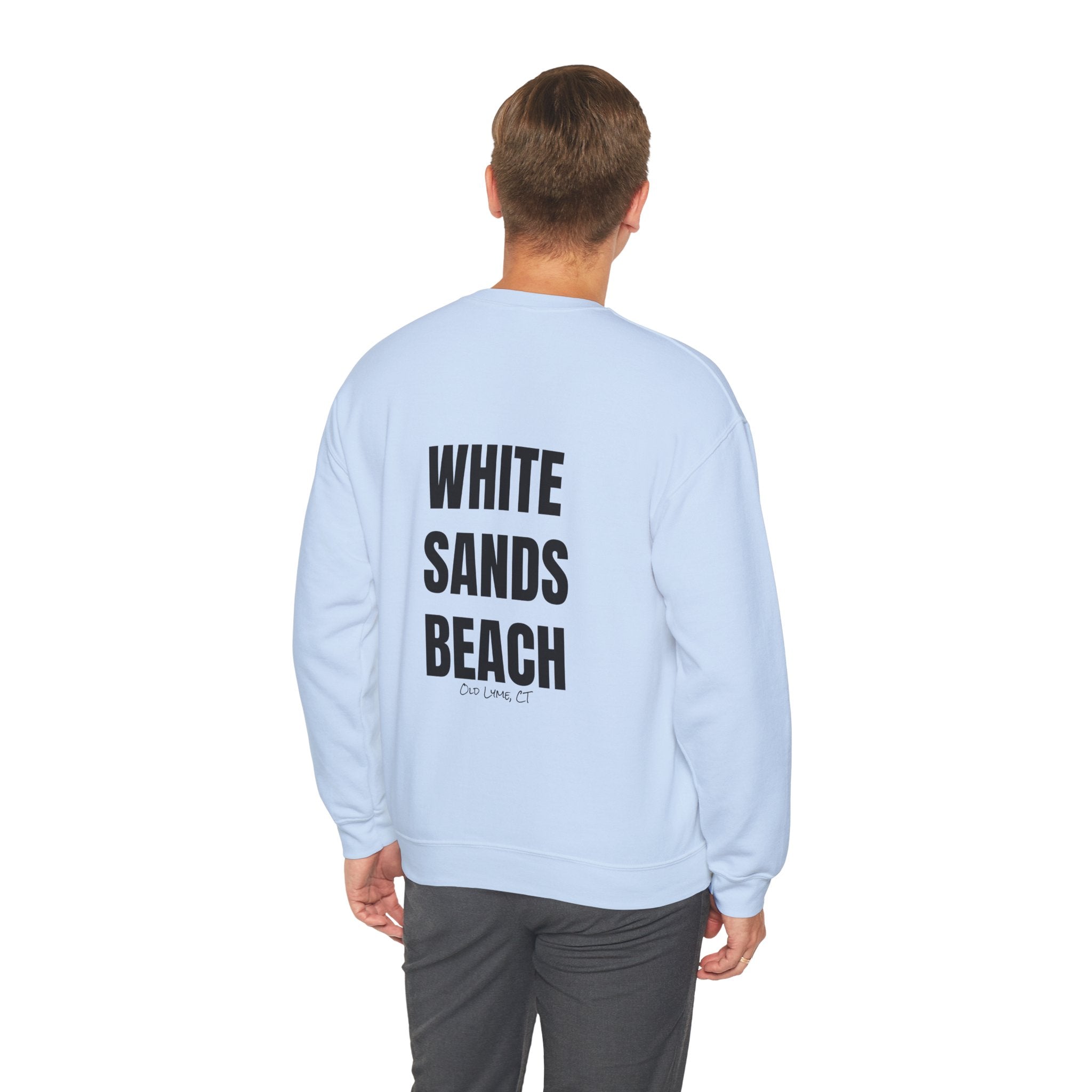 Adult- "'Catch me at"-(Front)- "White Sands Beach Old Lyme, CT"- (Back)- (No Flag) Custom Sweatshirt for location
