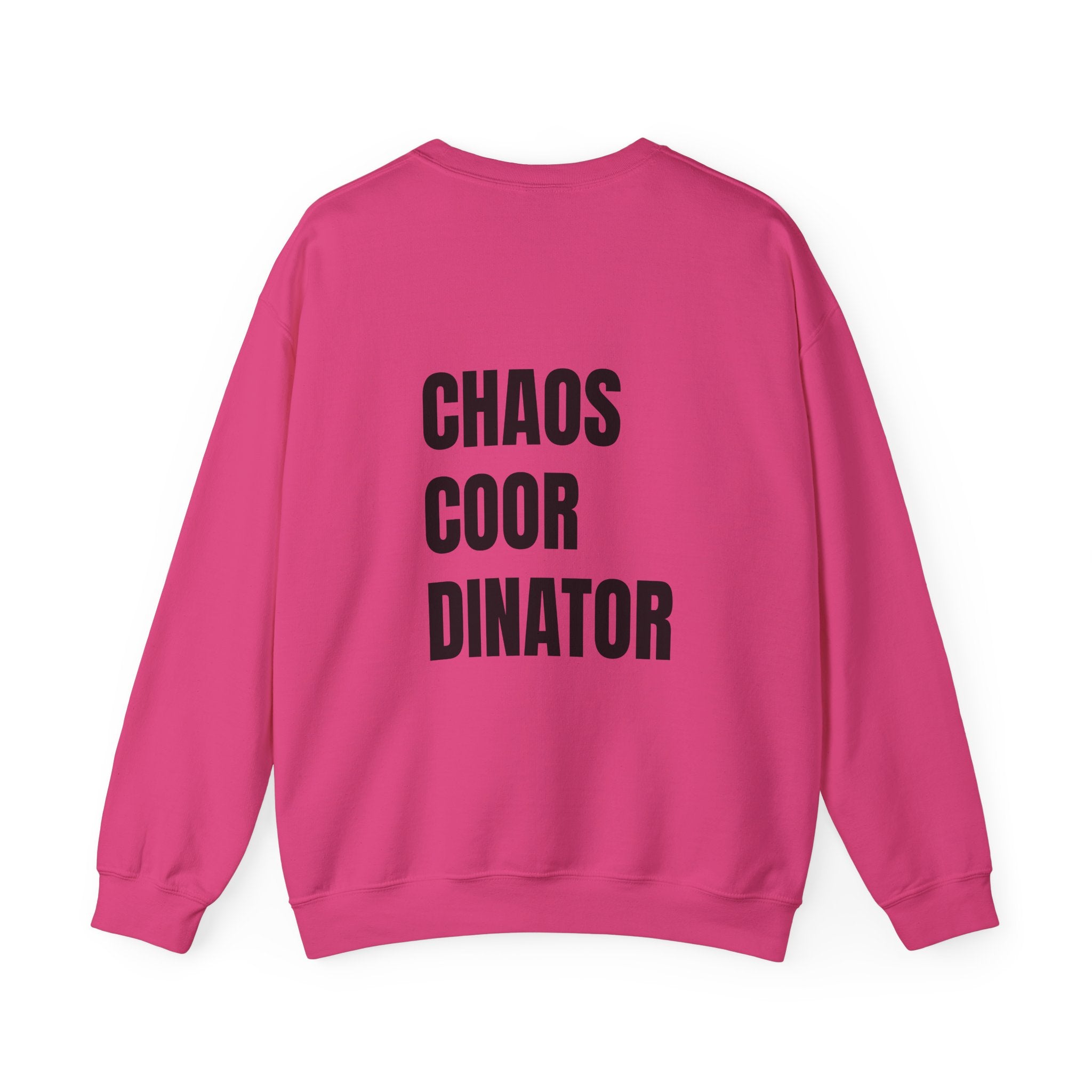 Adult- Teacher Crew Neck "Fueled by Caffeine" (Front) - "Chaos Coordinator"- (Back) Crewneck Sweatshirt, Cozy Fall Apparel, Unisex Gift, Casual Style, September Vibes, Seasonal Fashion