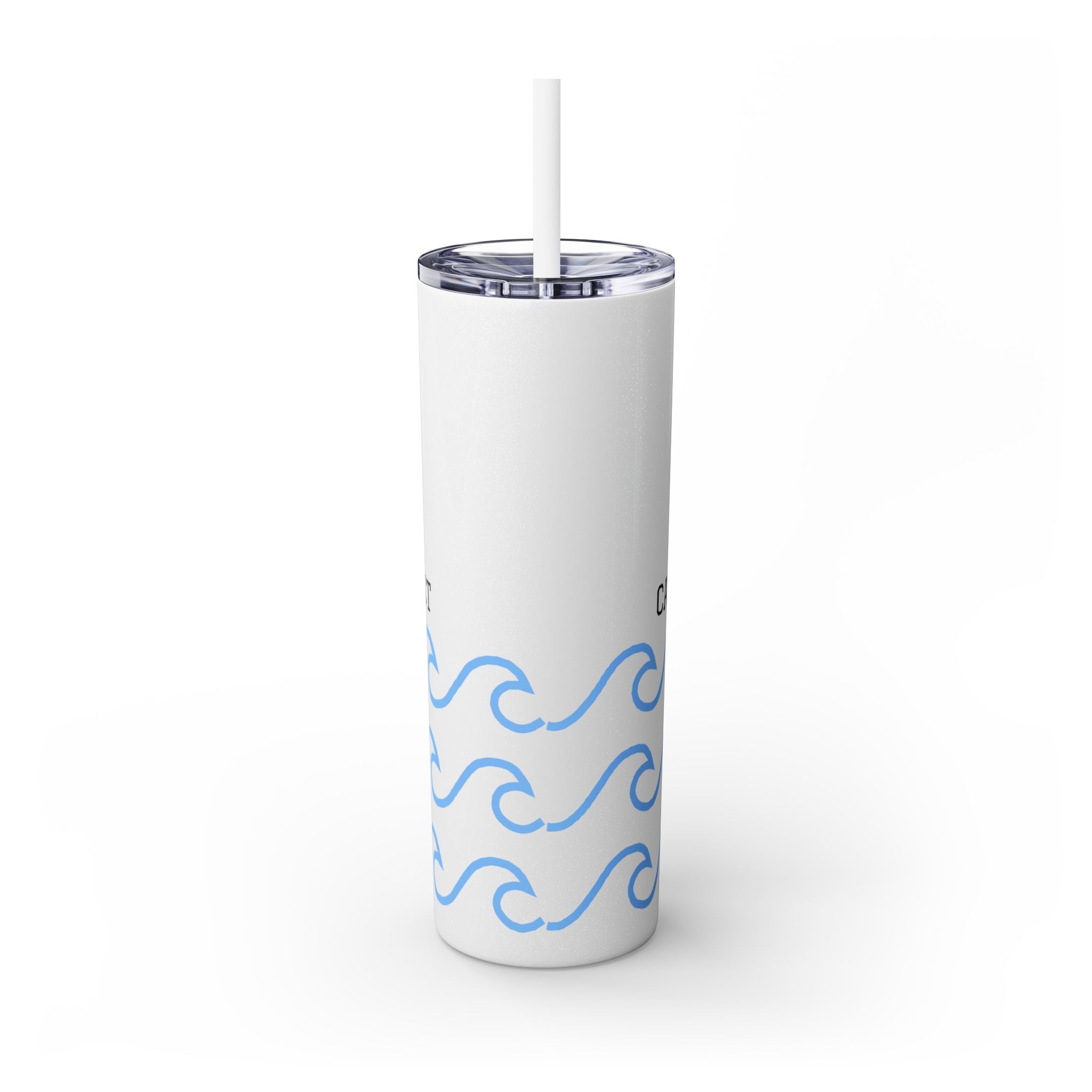 Personalized Skinny Tumbler with Straw - Coastal Waves Design, 20oz