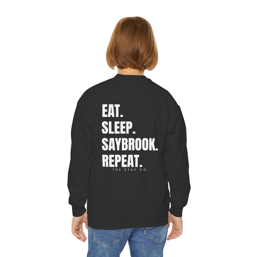 Youth-(XS-XL) Crewneck-Saybrook Association Logo On Front- "EAT. SLEEP. SAYBROOK. REPEAT." On Back