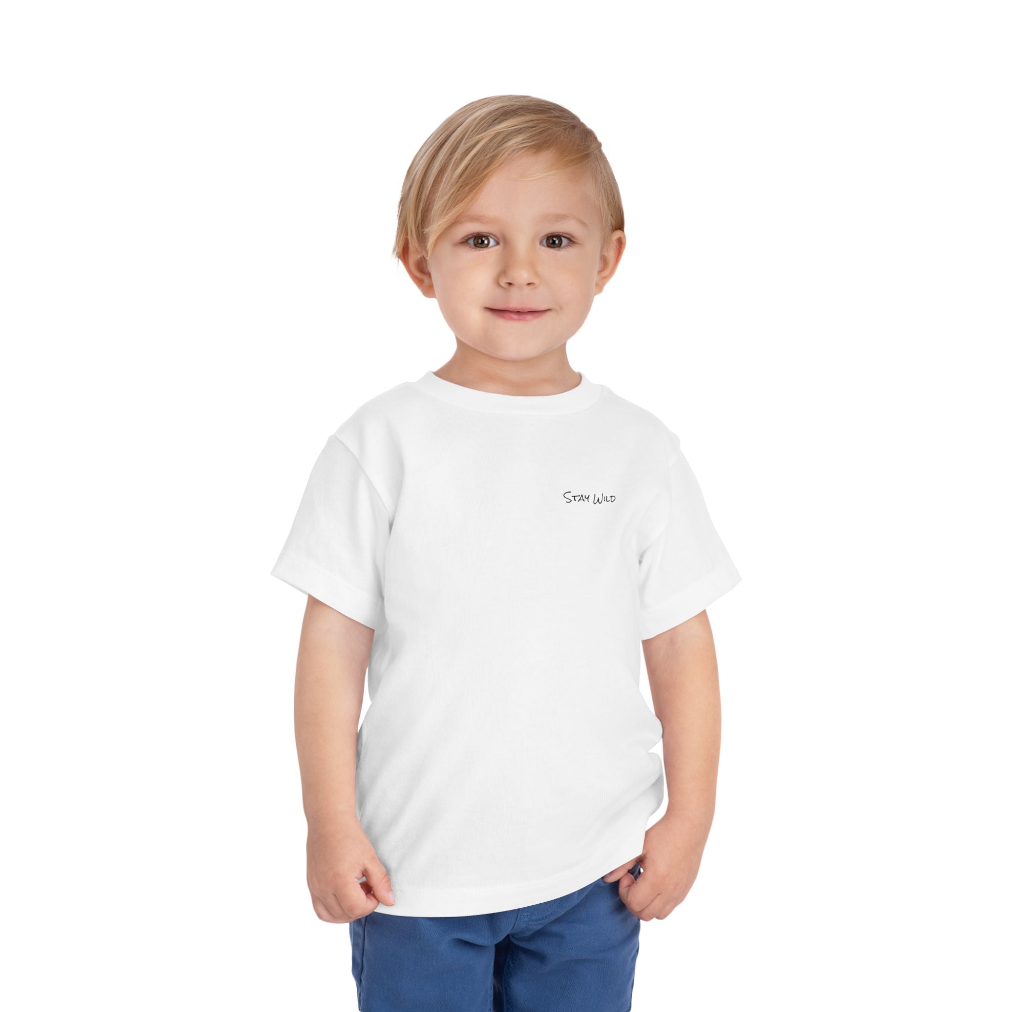 Toddler (2T-5T) - "Stay Wild" (Front) - "Stay Wild Lake Child" (Back) -Black Writing Short Sleeve Tee