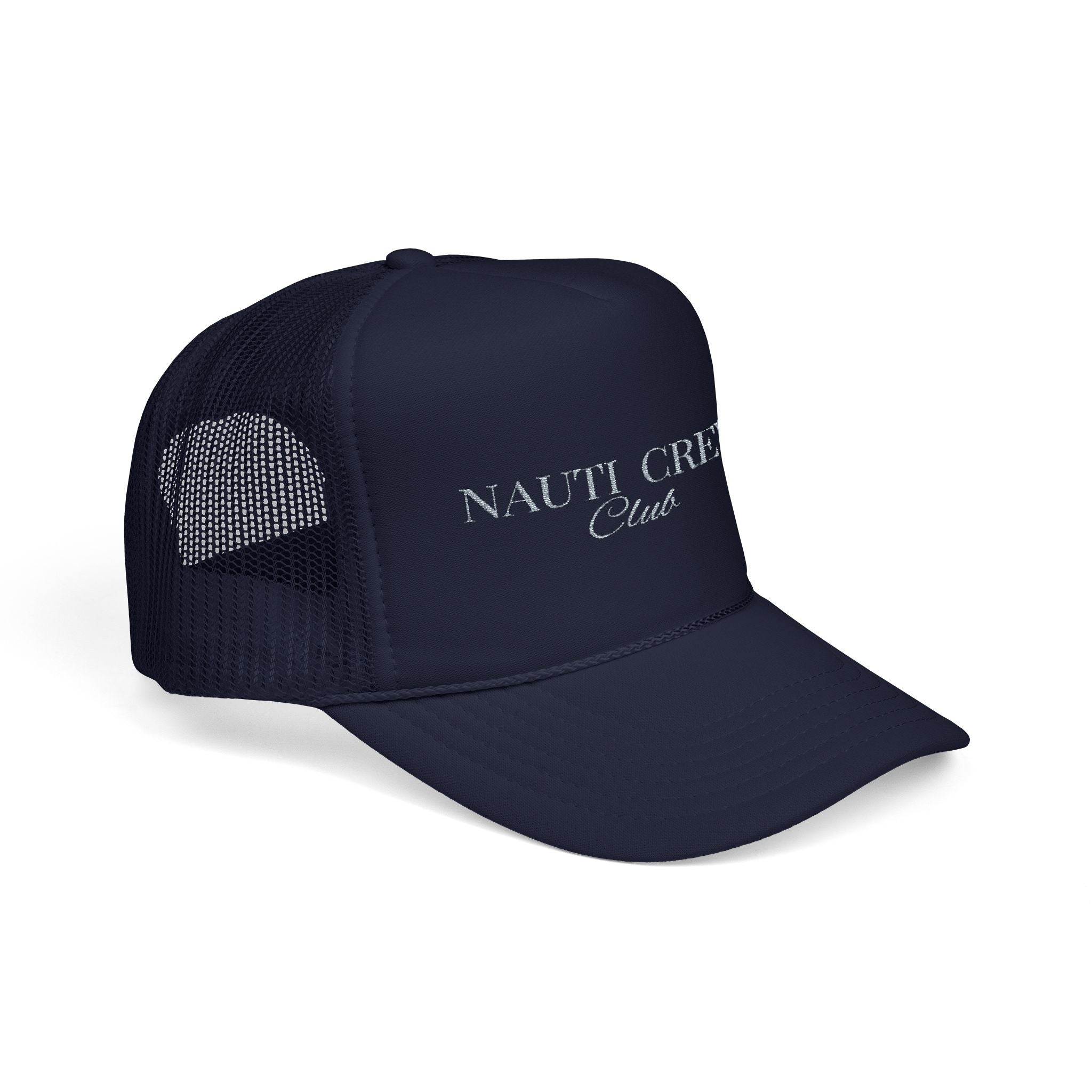 Matching "Nauti Crew club"- Embroidered Foam Trucker Hat, Nautical Gift, Summer Style Cap, Beach Party Accessory, Fishing Hat