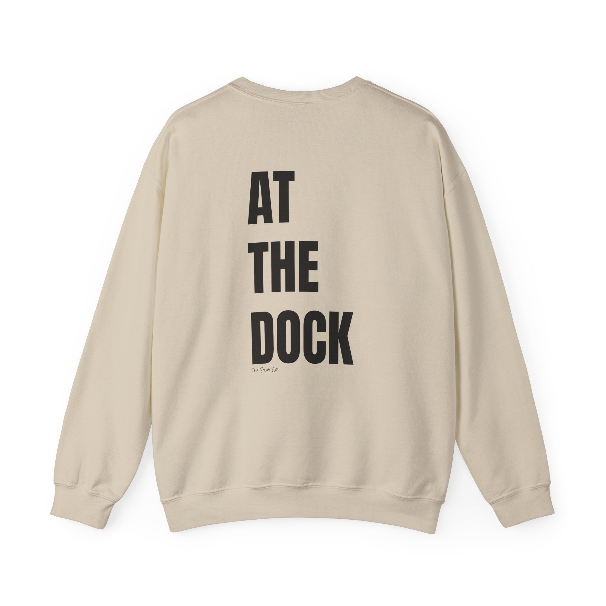 Adult- "Catch me" (Front) - "At The Dock" (Back) -Black Writing -Unisex Crewneck Sweatshirt