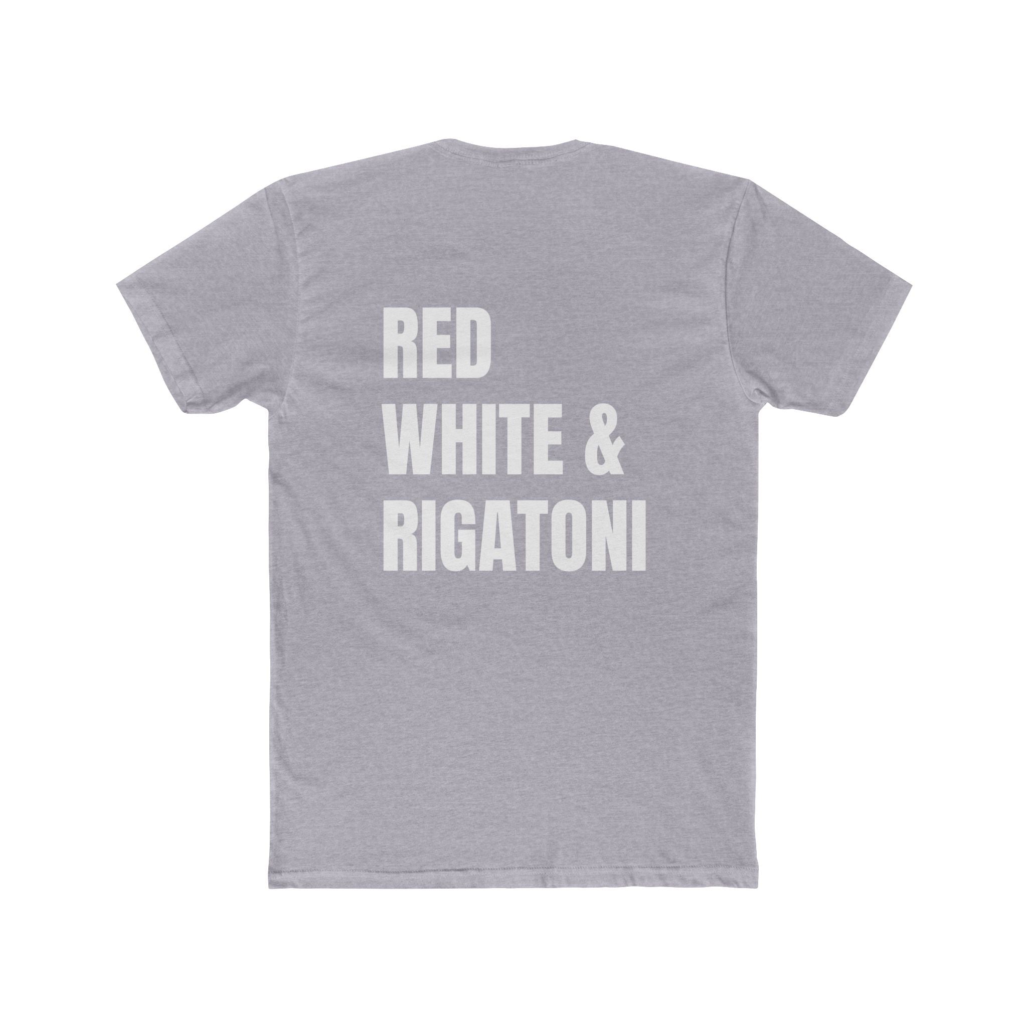 Adult- "Red White & Rigatoni" -In White Writing