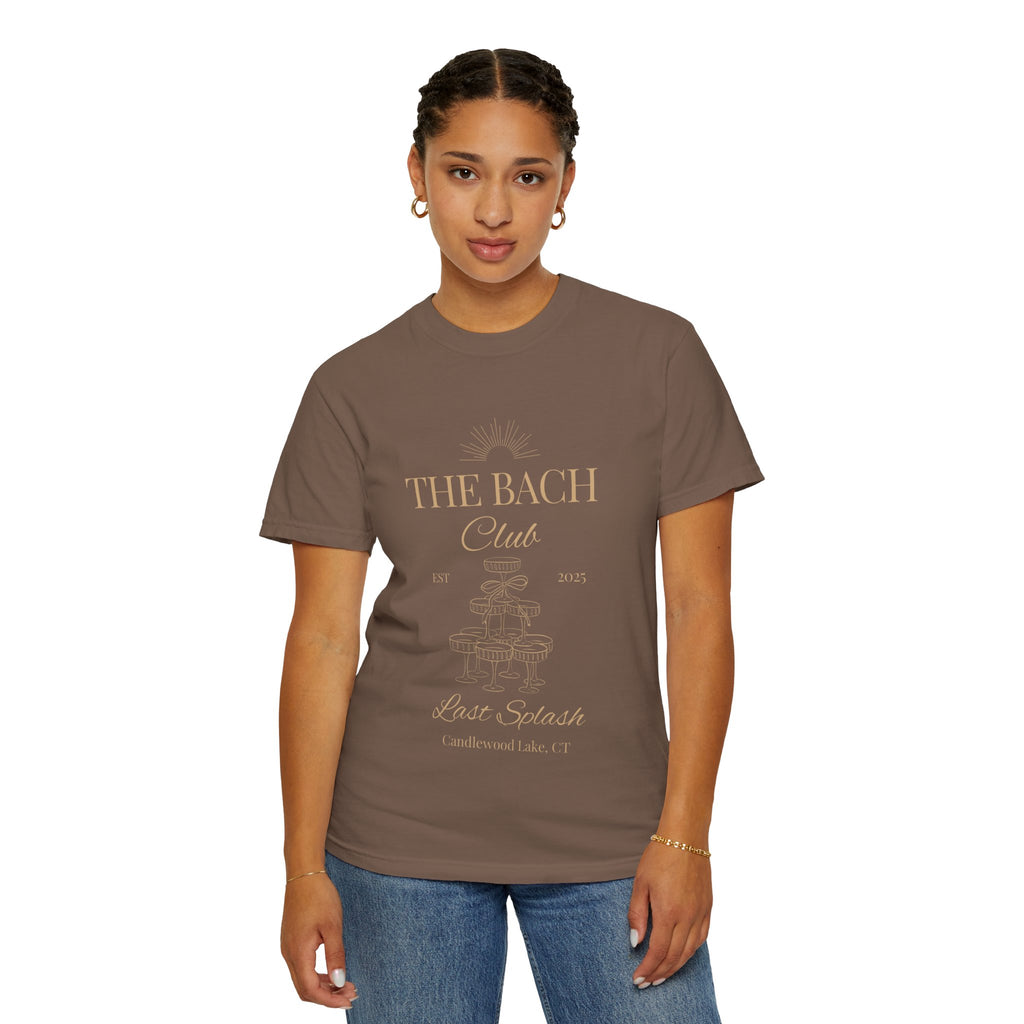 Matching "The Bach Club-Last Splash- Candlewood Lake" -In Beige Writing- Choose a Color Shirt- Perfect for Bachelorette and Wedding Parties- Unisex Vacation Top, Sailor Humor Apparel