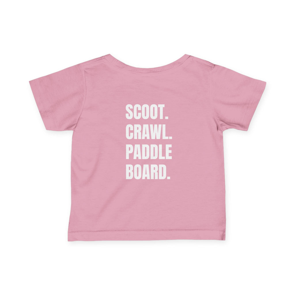 Infant- "Scoot. Crawl. Paddleboard." Adventure Tee- in white writing - Playful Baby Shirt for Active Explorers, Cute Toddler Gift, Fun Summer Wear, Baby Shower Present