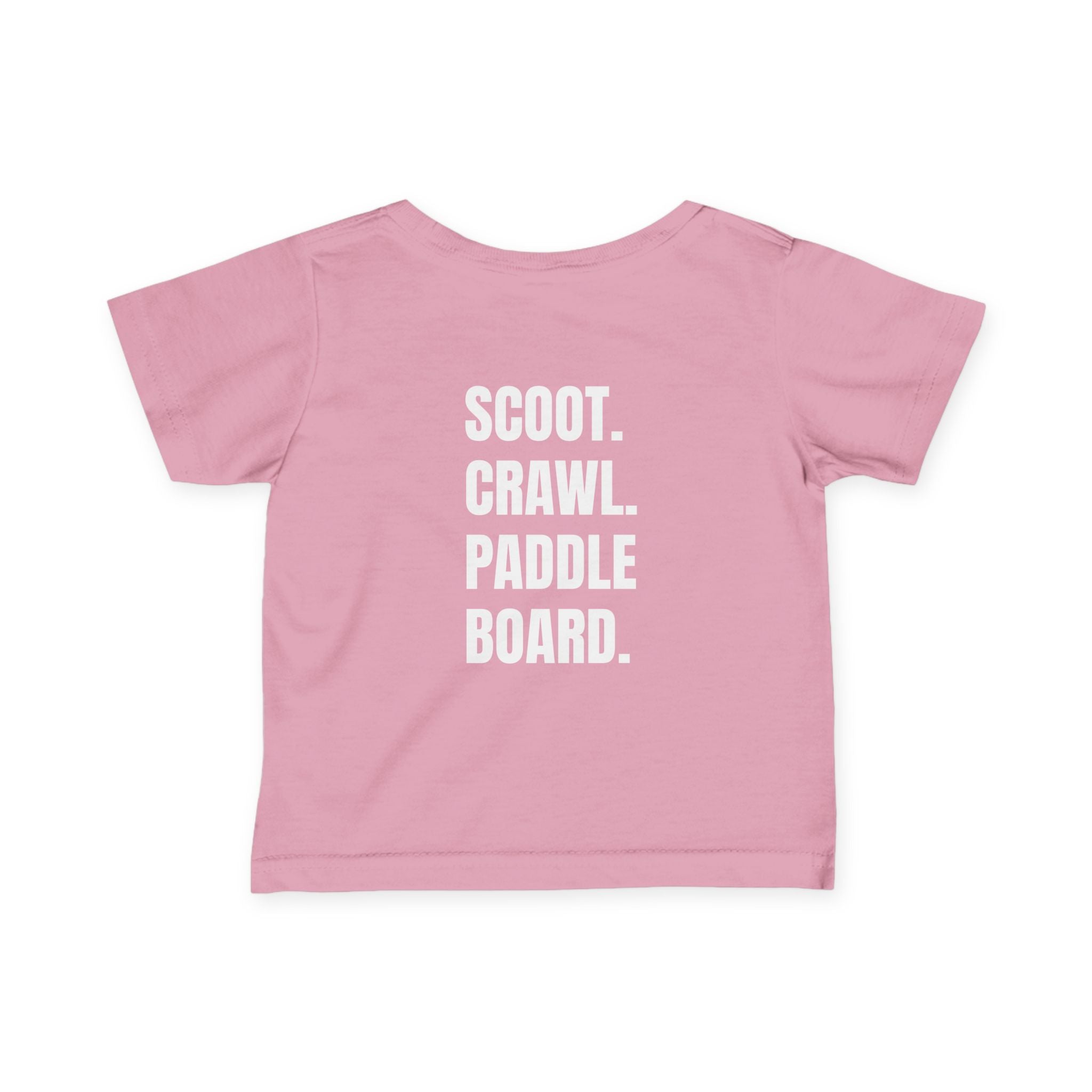 Infant- "Scoot. Crawl. Paddleboard." Adventure Tee- in white writing - Playful Baby Shirt for Active Explorers, Cute Toddler Gift, Fun Summer Wear, Baby Shower Present