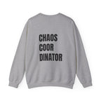Adult- Teacher Crew Neck "Fueled by Caffeine" (Front) - "Chaos Coordinator"- (Back) Crewneck Sweatshirt, Cozy Fall Apparel, Unisex Gift, Casual Style, September Vibes, Seasonal Fashion