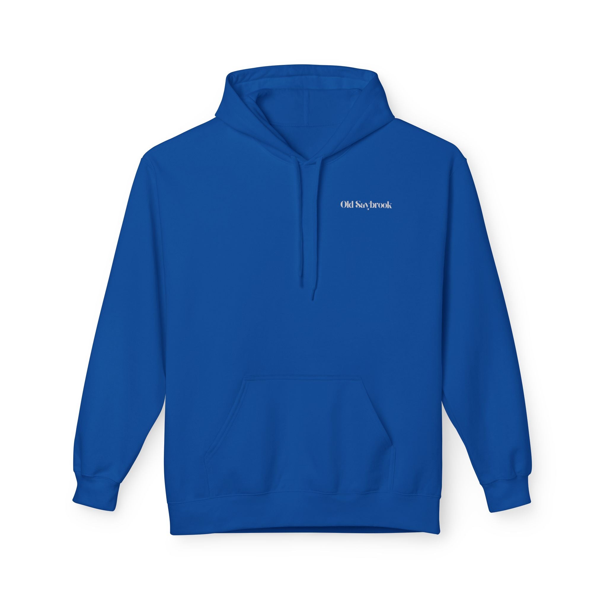 Adult- "Old Saybrook" (Front) Old Saybrook Light House (Back) - White Writing Hoodie