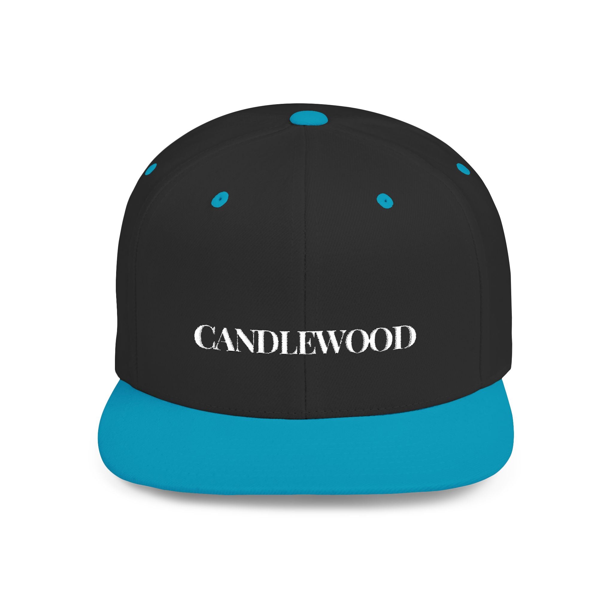 Embroidered Snackback Cap-"Candlewood"- In White Writing-Casual Hat, Outdoor Apparel, Summer Fashion, Gift for Him/Her, Festival Accessory