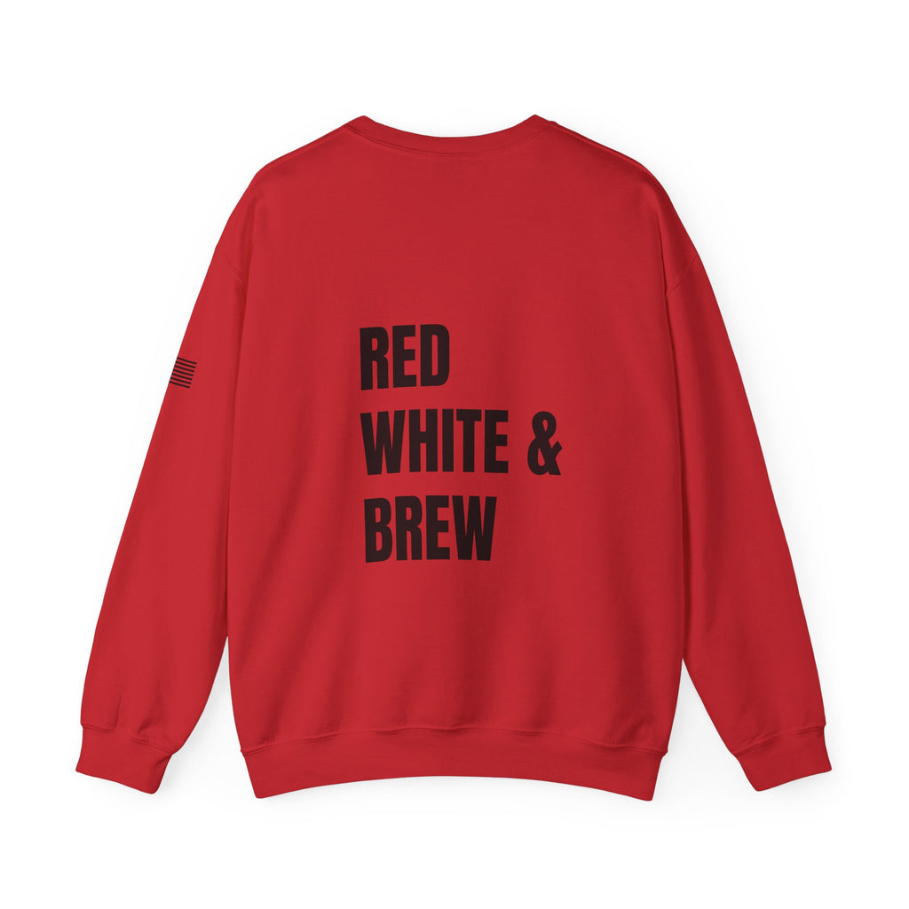 Adult- "'Merica" (Front) "Red White & Brew" (Back)- Unisex Crewneck Sweatshirt, Fourth of July, Summer Fun, Boat Days
