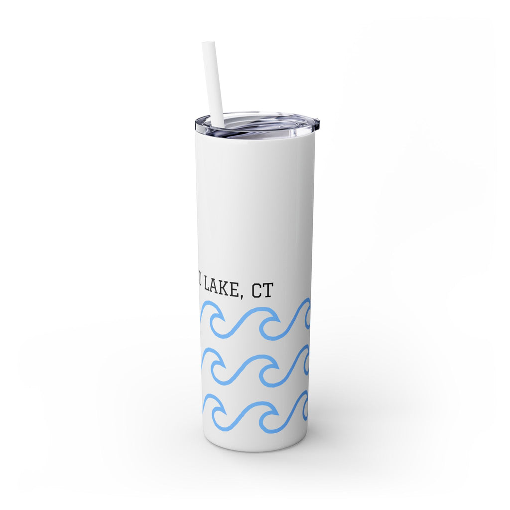 Personalized Skinny Tumbler with Straw - Coastal Waves Design, 20oz