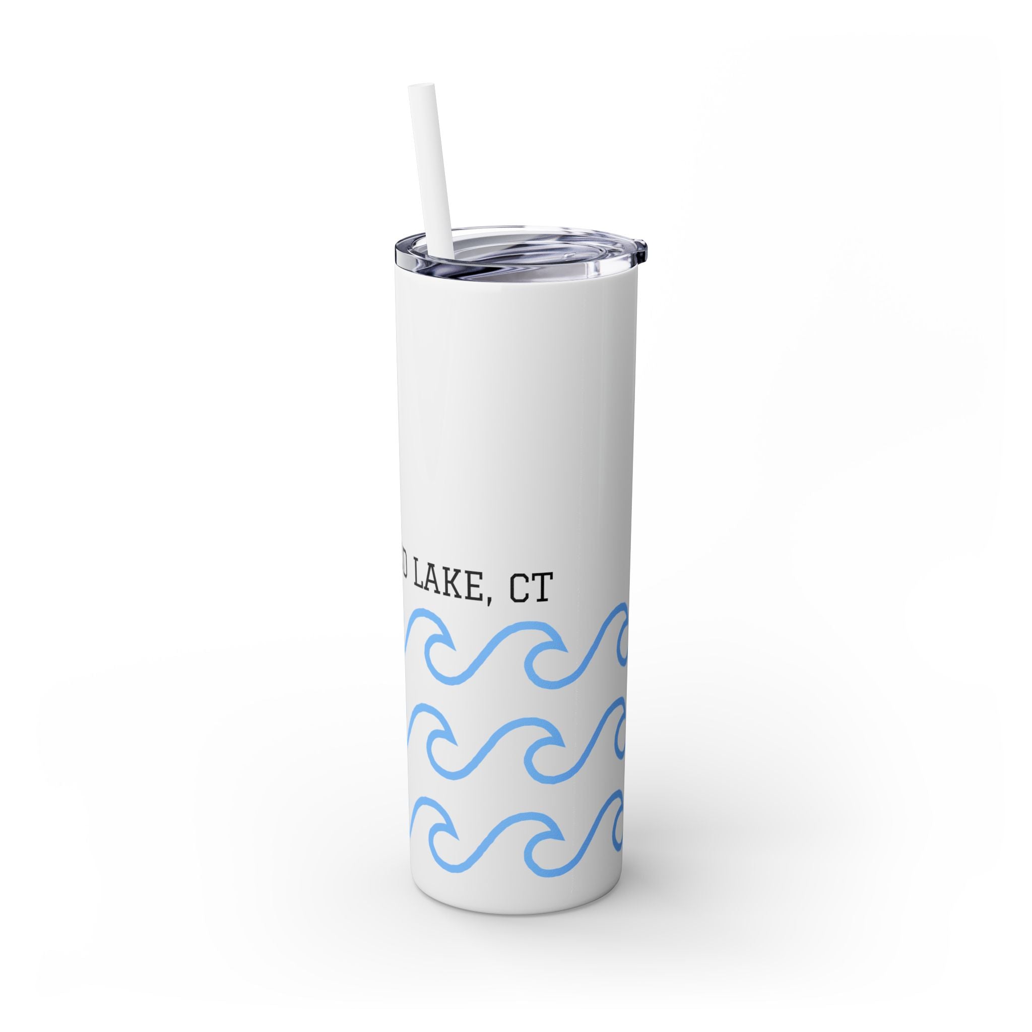 Personalized Skinny Tumbler with Straw - Coastal Waves Design, 20oz