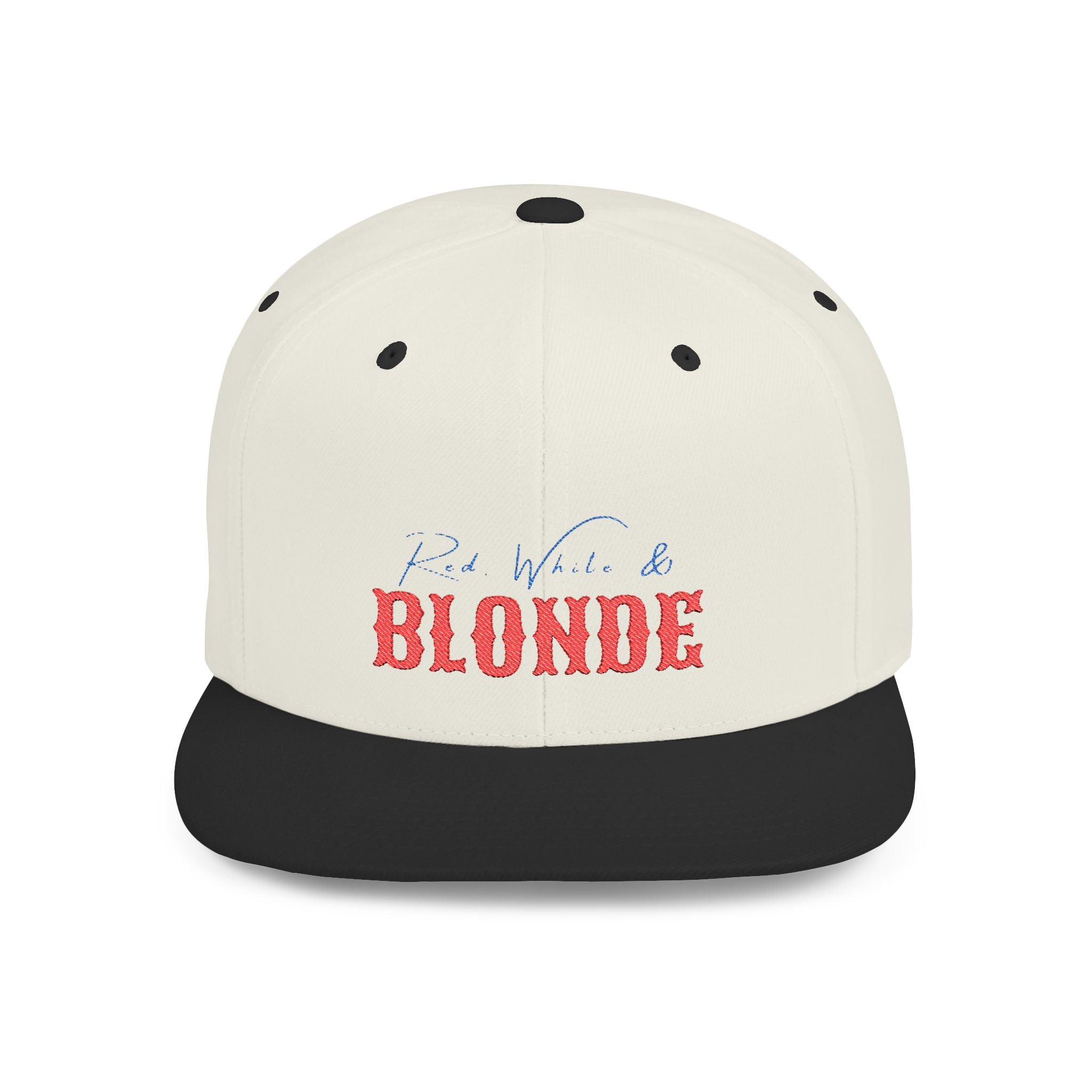 "Red, White & Blonde"- Stylish Snapback Cap, Fun Gift for Friends, Trendy Headwear, Summer Beach Hat, Perfect for Festivals and Casual Outings