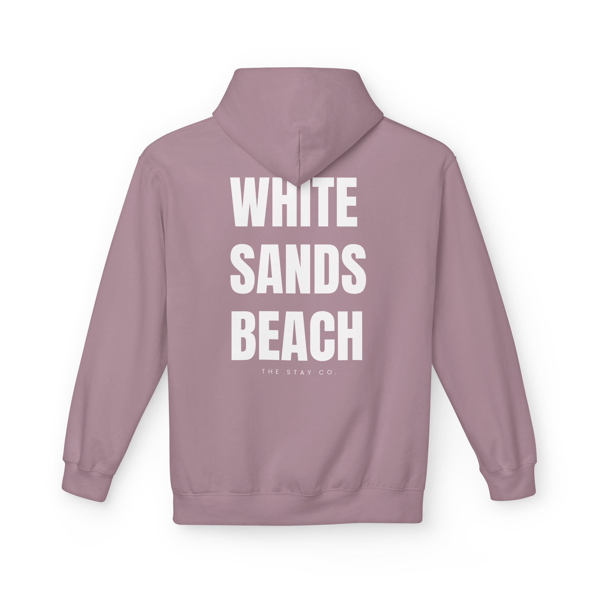 Adult- "Out Of Office" (Front) "White Sands Beach" (Back) - White Writing Hoodie