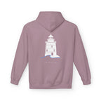 Adult- "Old Saybrook" (Front) Old Saybrook Light House (Back) - White Writing Hoodie