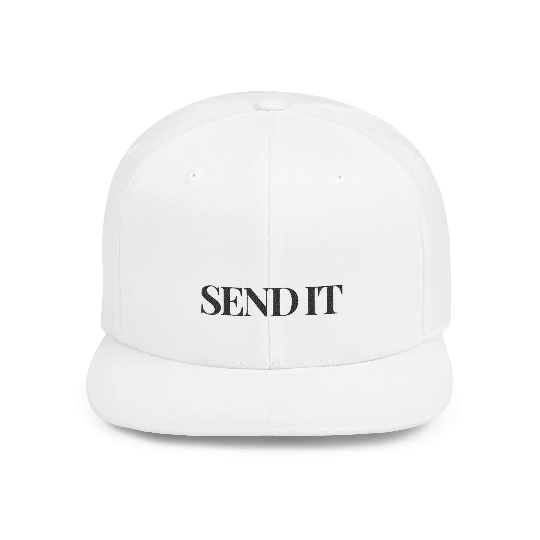 Embroidered Snackback Cap-"Send It"- In Black Writing-Casual Hat, Outdoor Apparel, Summer Fashion, Gift for Him/Her, Festival Accessory