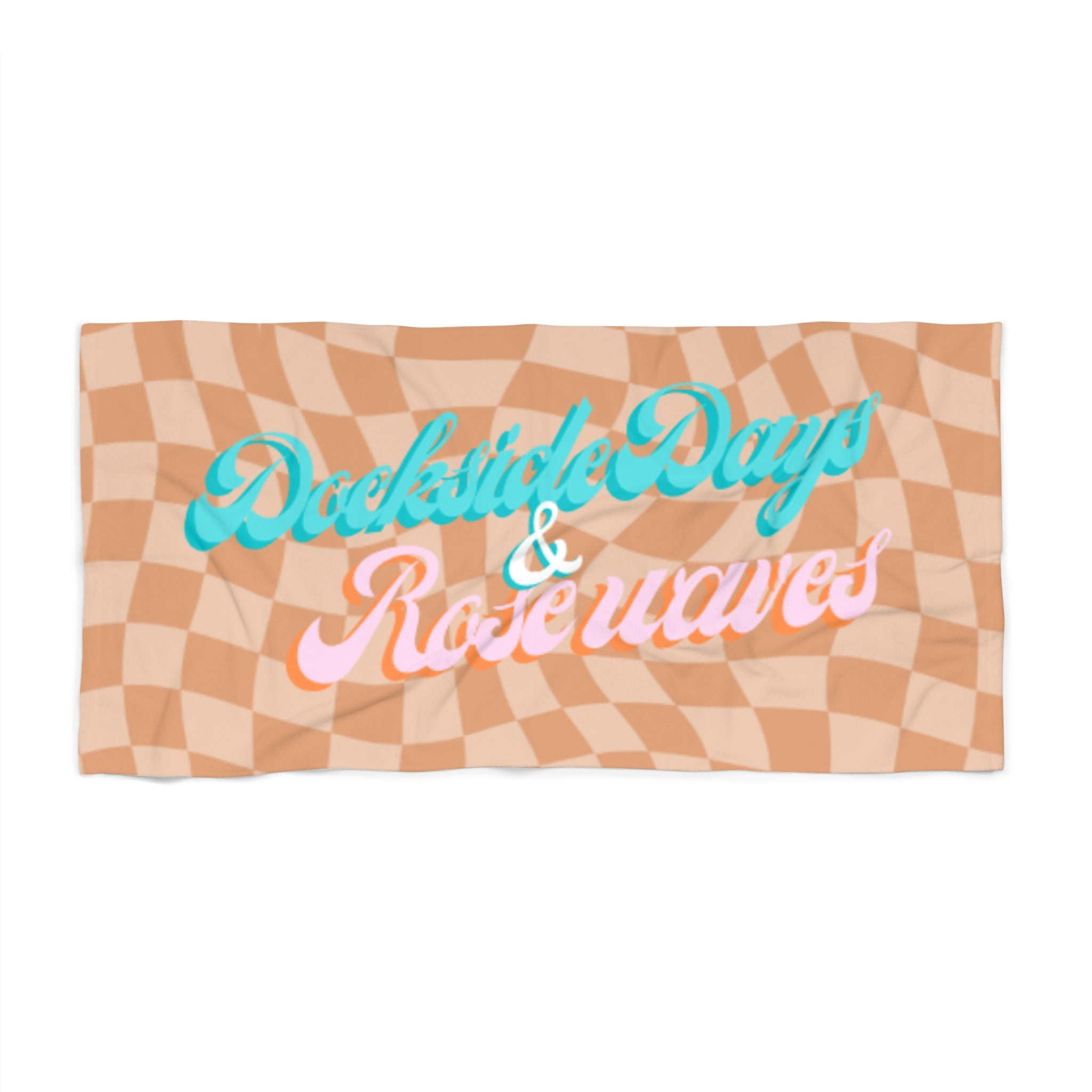 "Dockside Days & Rose waves" -Chic Beach Towel, Perfect for Bachelorettes or Wedding Parties, Summer Vibes, Poolside Accessory, Gift for Beach Lovers, Tropical Decor, Fun Summer Days