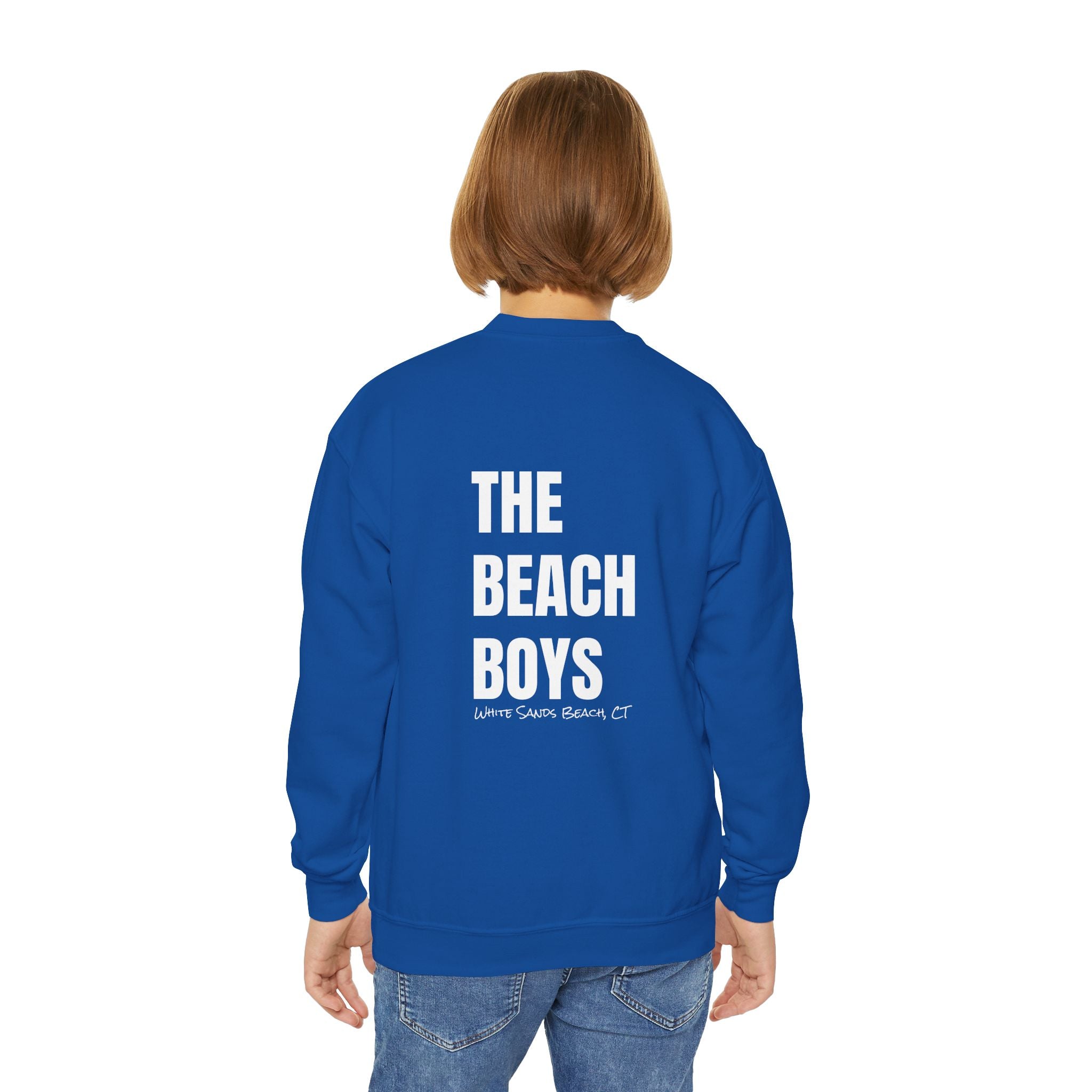 Youth- Beach Sweatshirt for Boys- In White Writing Youth Crewneck