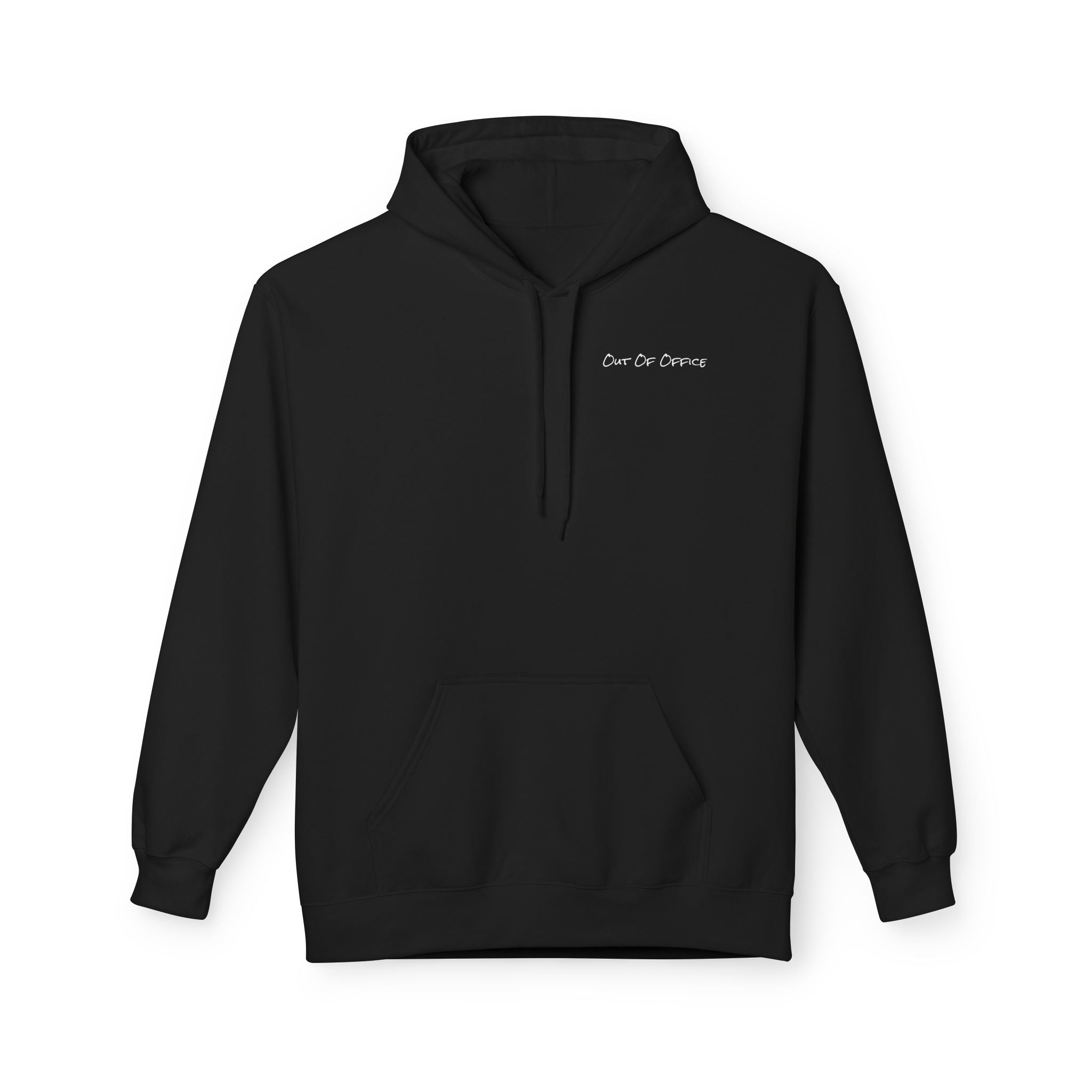 Adult- "Out Of Office" (Front) "White Sands Beach" (Back) - White Writing Hoodie