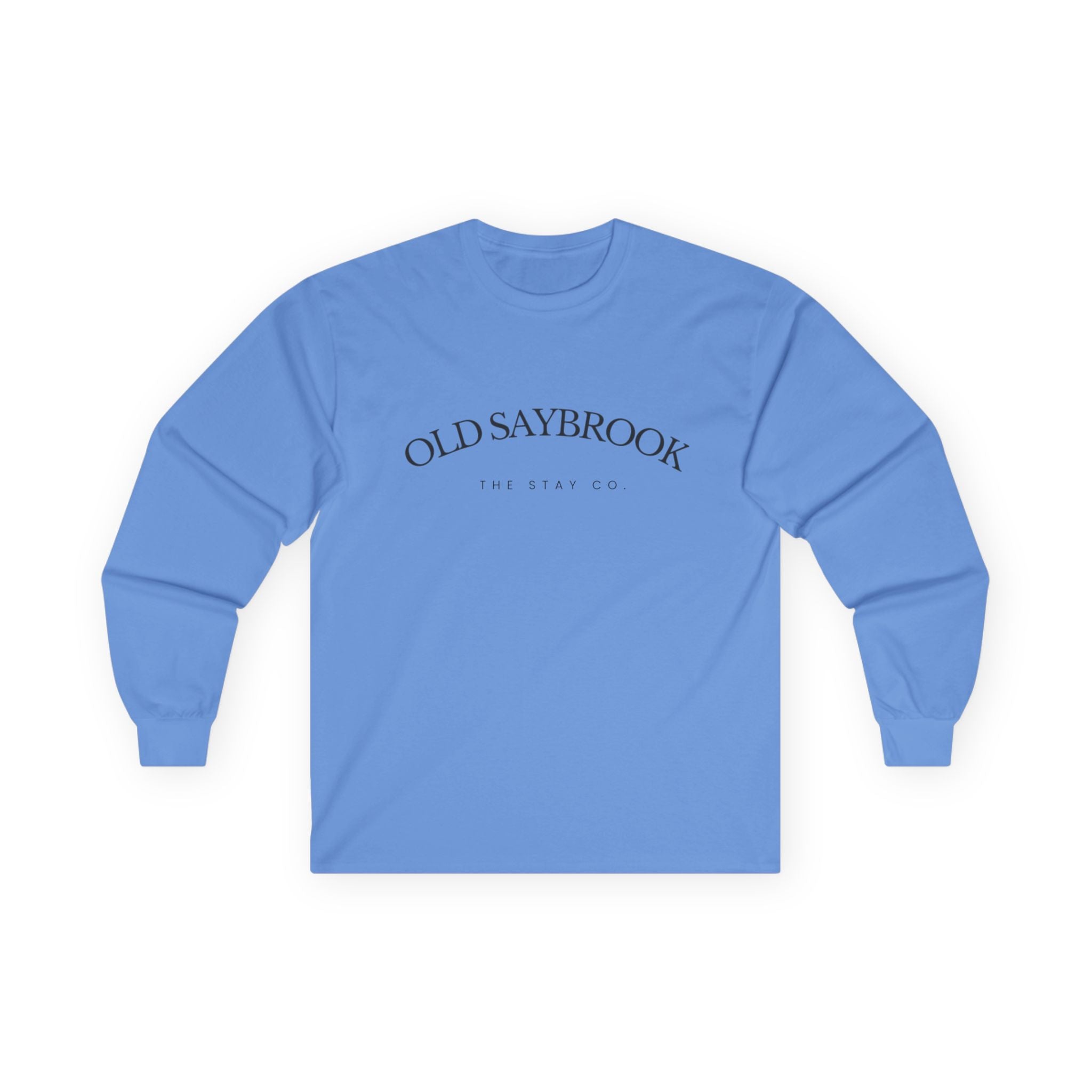 Old Saybrook Long Sleeve Tee With Light House on Back- Black Writing