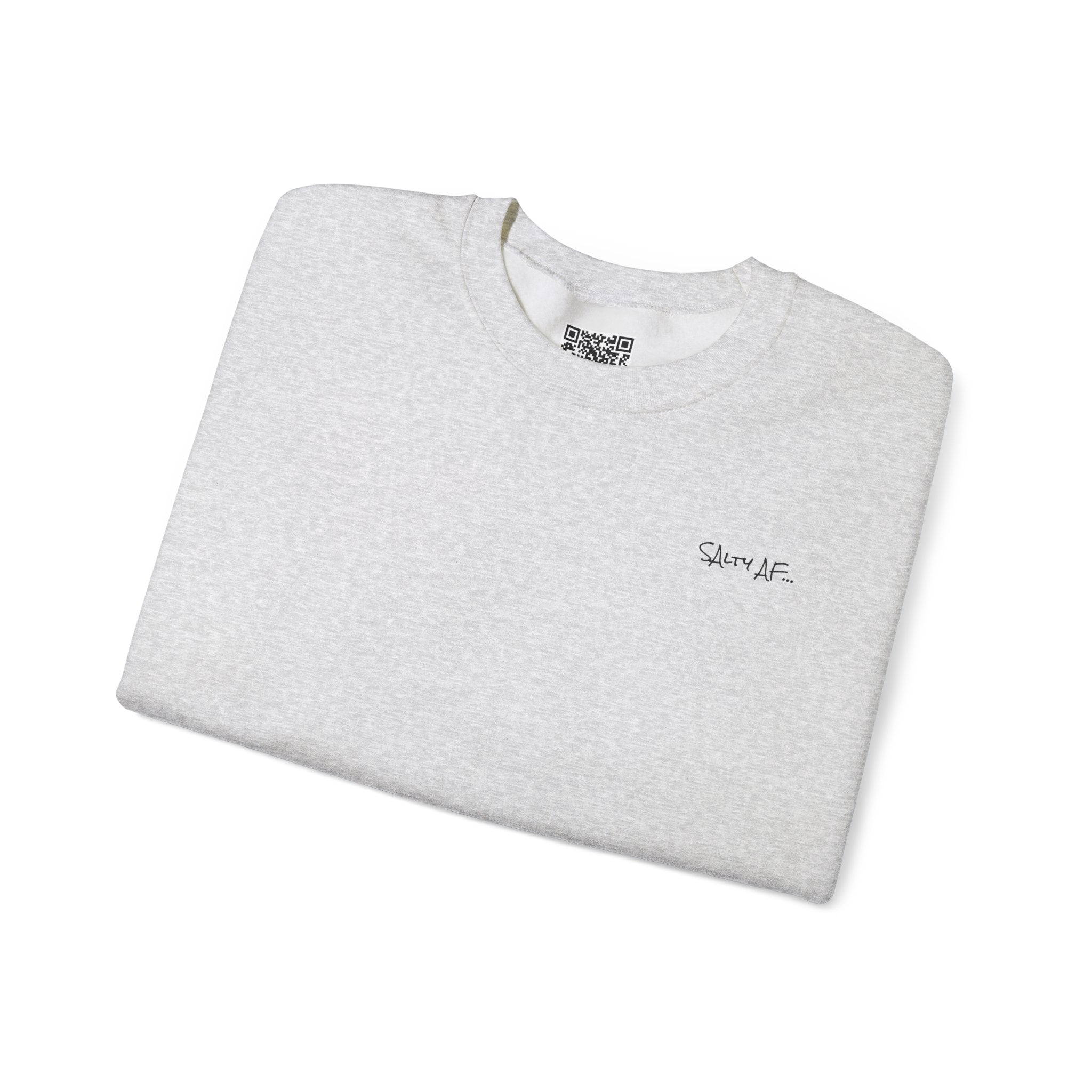 Adult- "Salty AF..." (Front) "White Sands Beach -Old Lyme, CT" (Back) With Flag on Sleeve- Unisex Crewneck