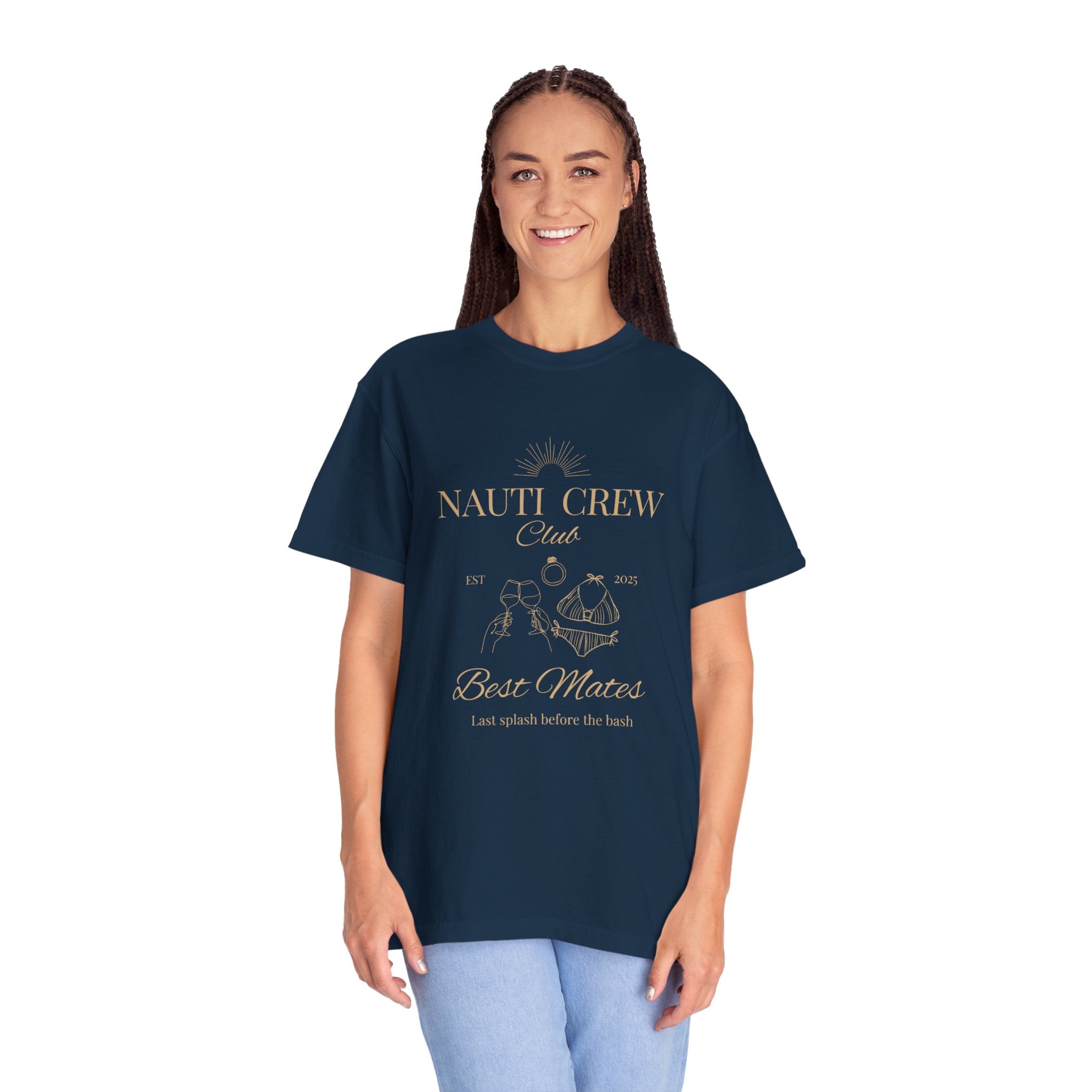 Matching "Nauti Crew-Best Mates" -T-Shirt, Pefect for Bachelorette and Wedding Parties- Unisex Vacation Top, Sailor Humor Apparel